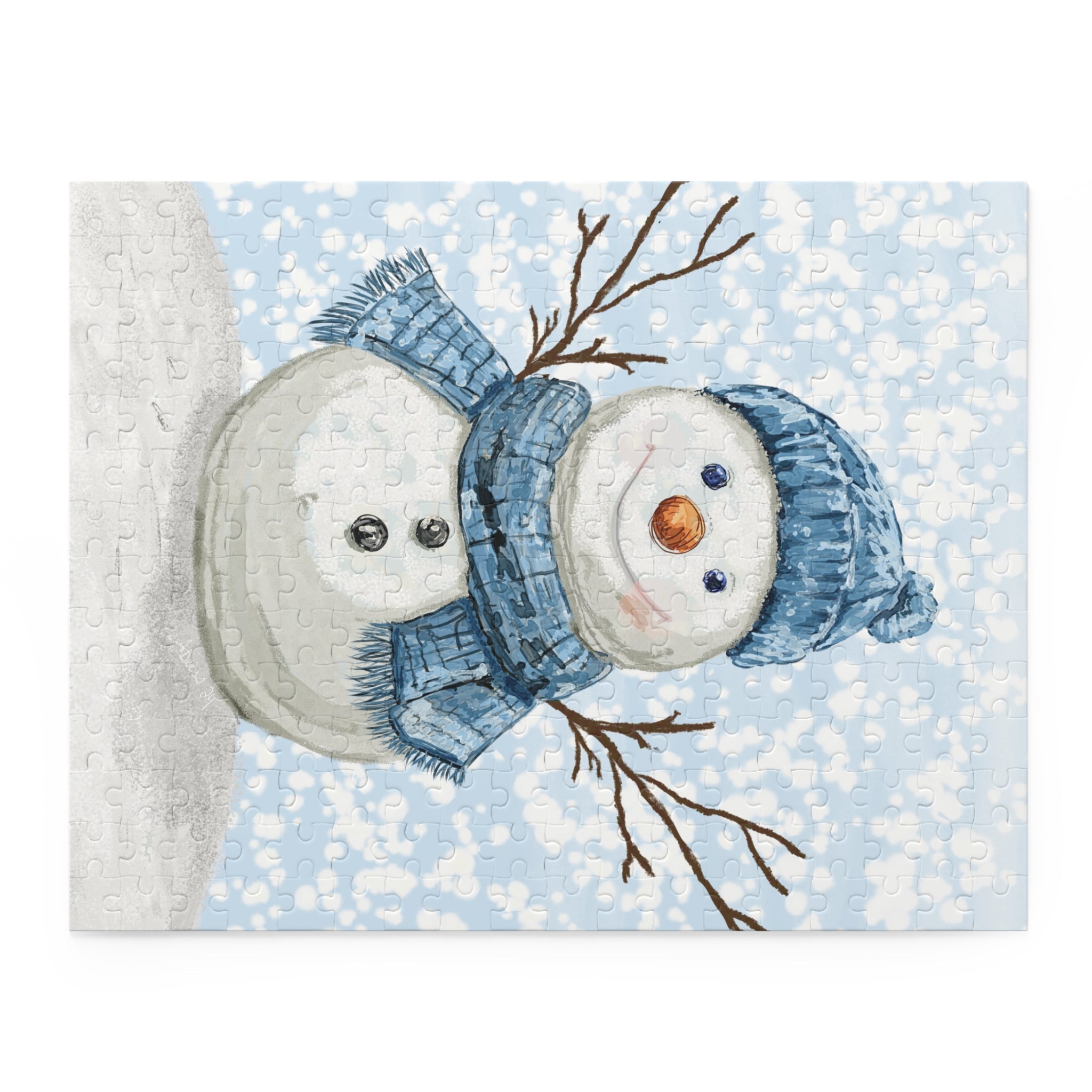 Snowman Puzzles for Winter Fun, 120 - 500 Piece Jigsaw - Blue Cava