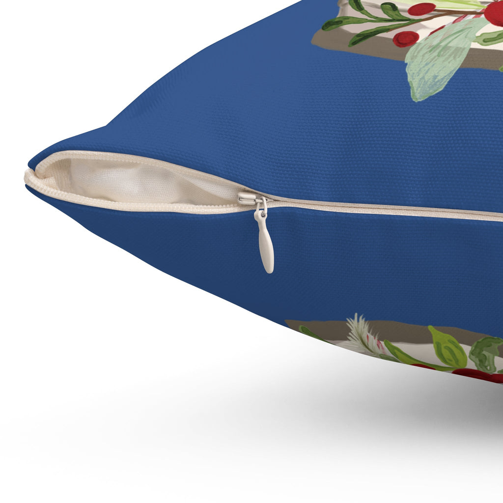 Snowman Snow Globe Decorative Throw Pillow, Winter Home Decor, Festive Throw Pillow - Blue Cava
