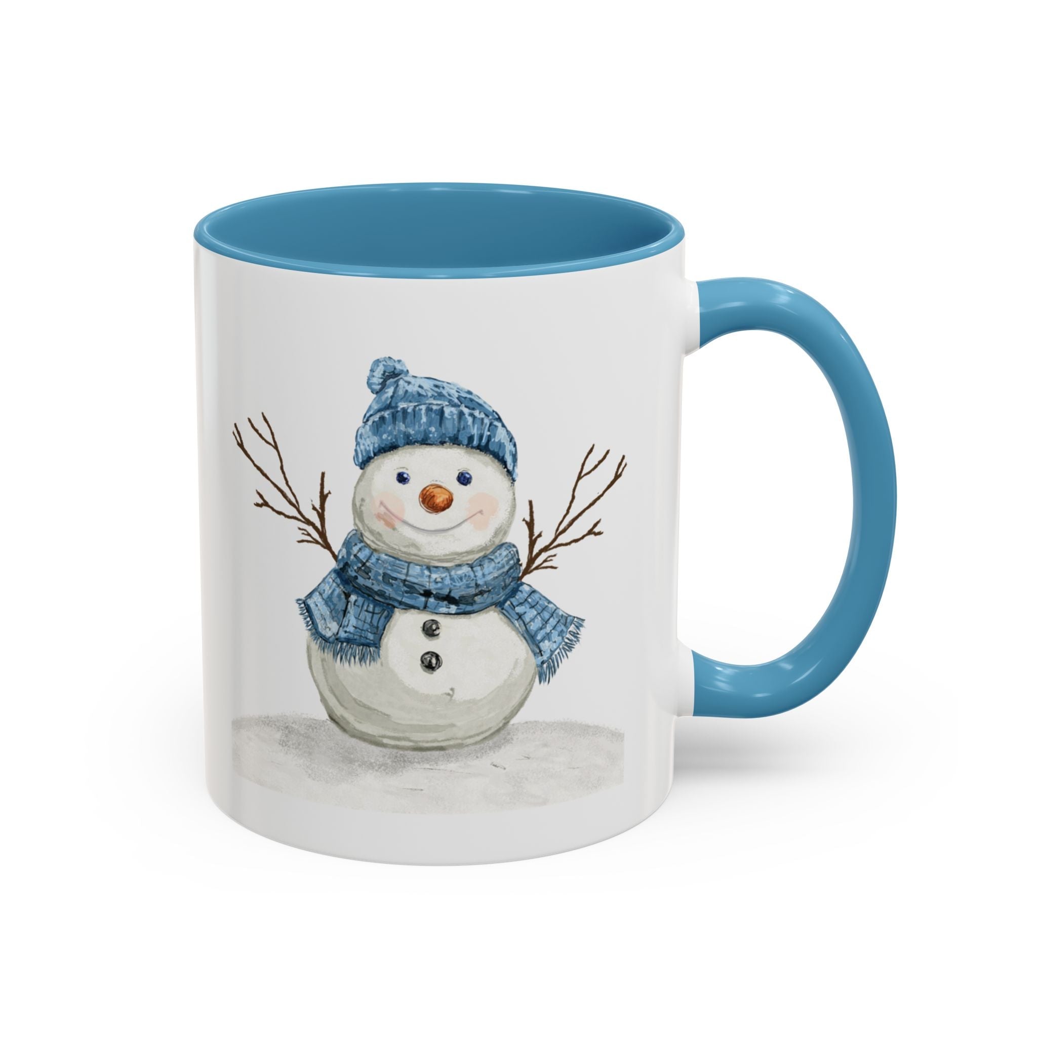 Snowman Two Tone Ceramic Coffee Mugs - Blue Cava