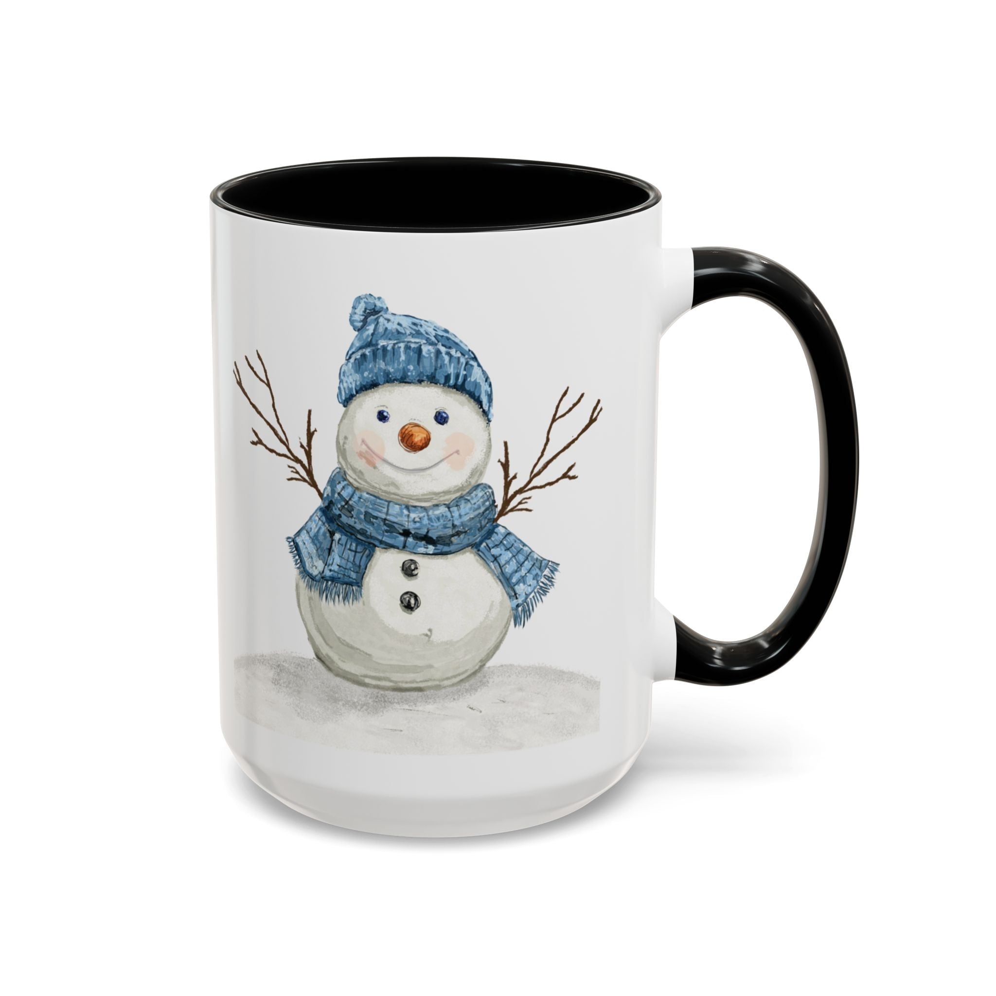 Snowman Two Tone Ceramic Coffee Mugs - Blue Cava