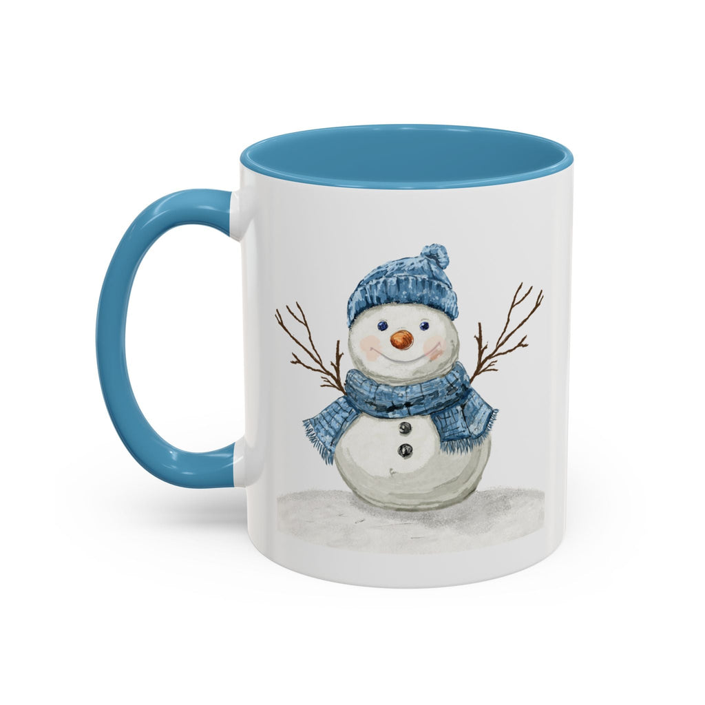 Snowman Two Tone Ceramic Coffee Mugs - Blue Cava