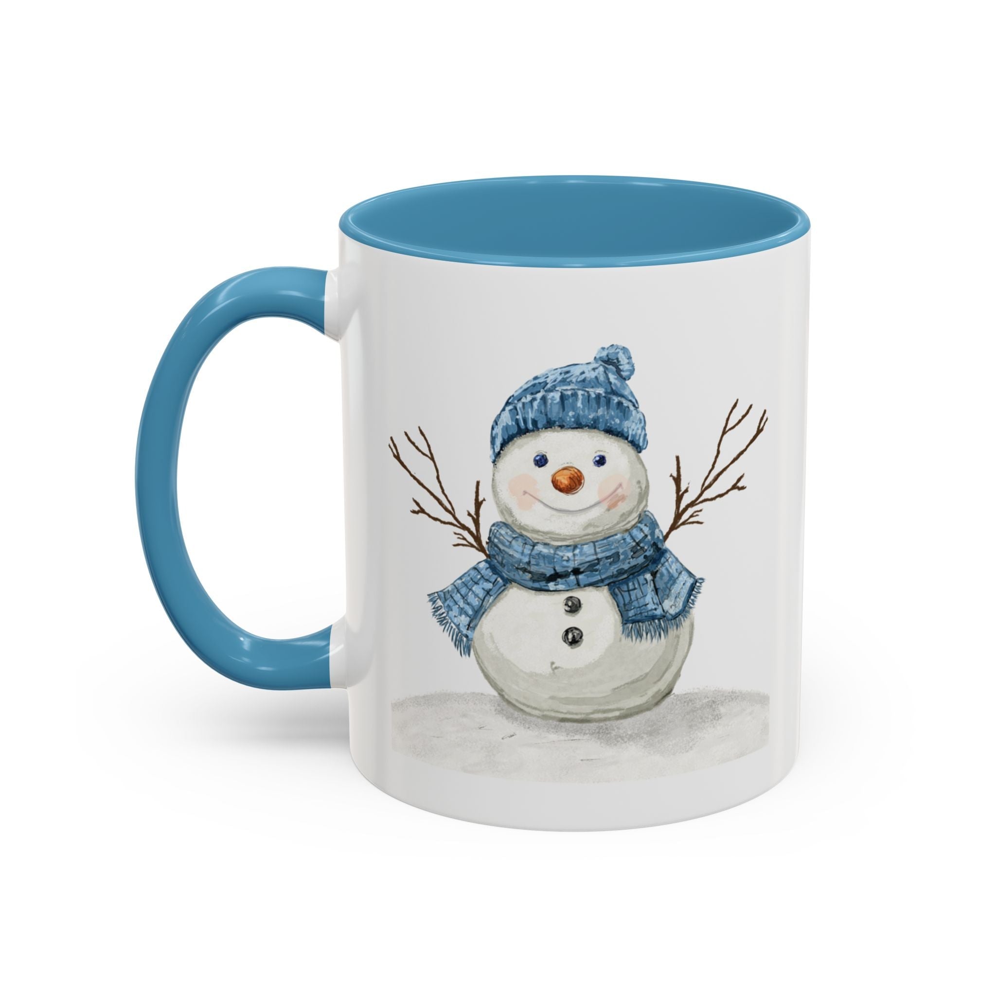 Snowman Two Tone Ceramic Coffee Mugs - Blue Cava
