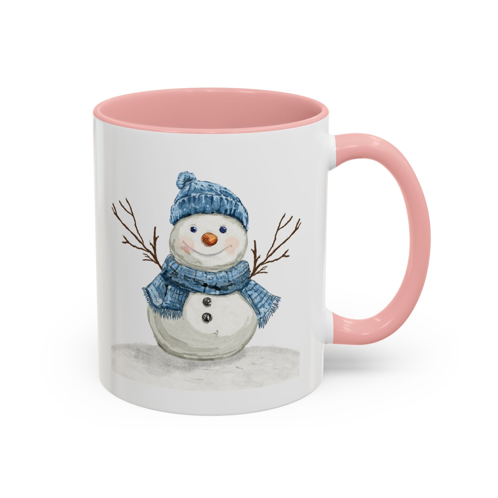 Snowman Two Tone Ceramic Coffee Mugs - Blue Cava