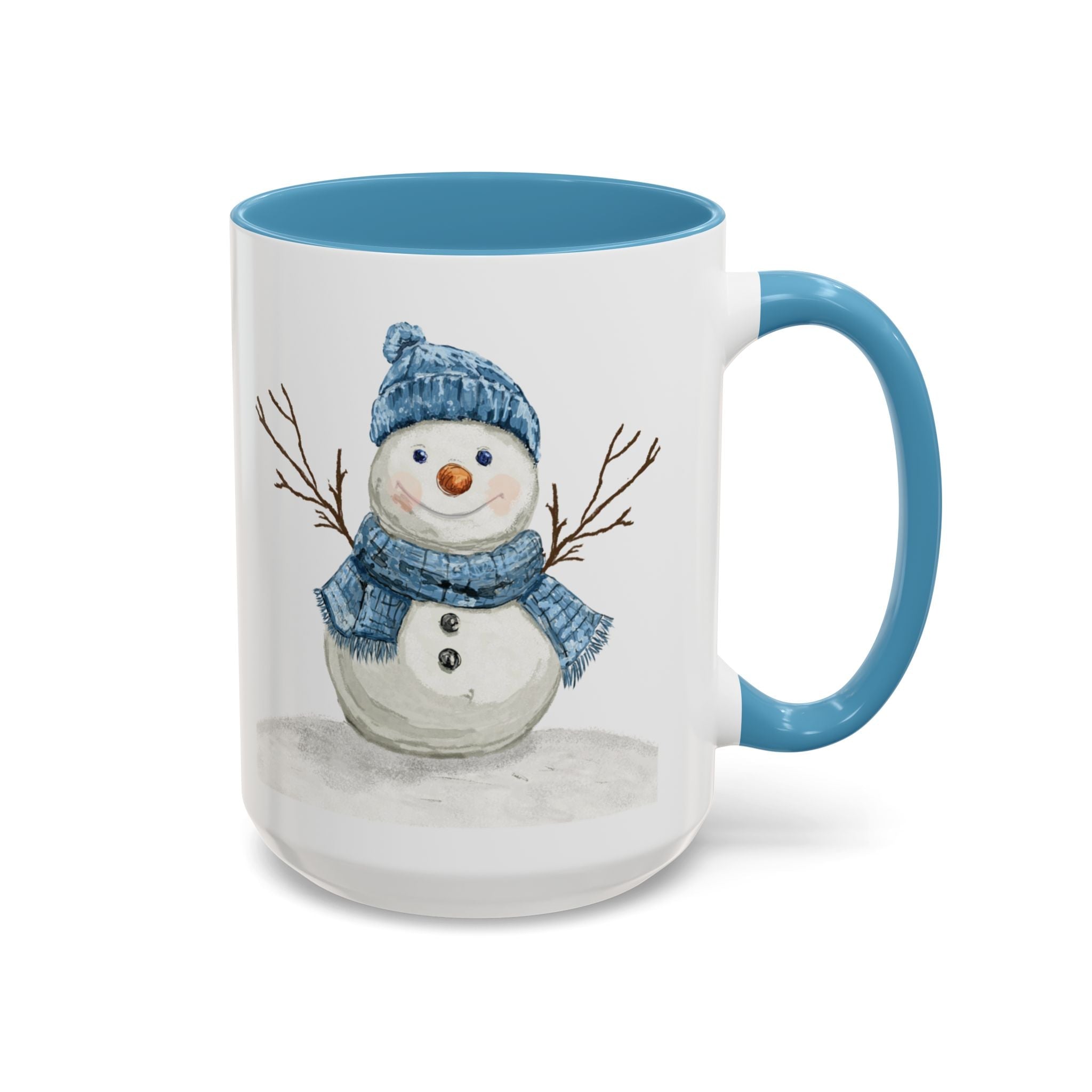 Snowman Two Tone Ceramic Coffee Mugs - Blue Cava