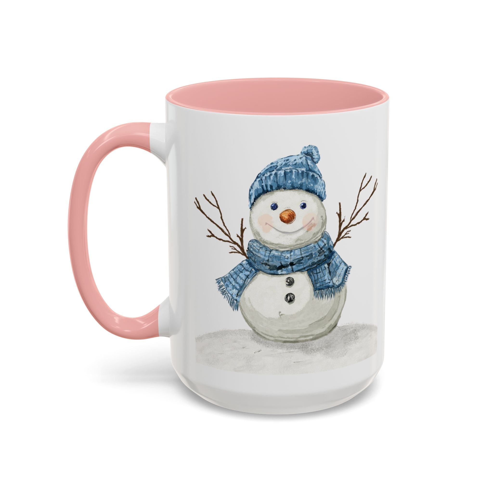 Snowman Two Tone Ceramic Coffee Mugs - Blue Cava