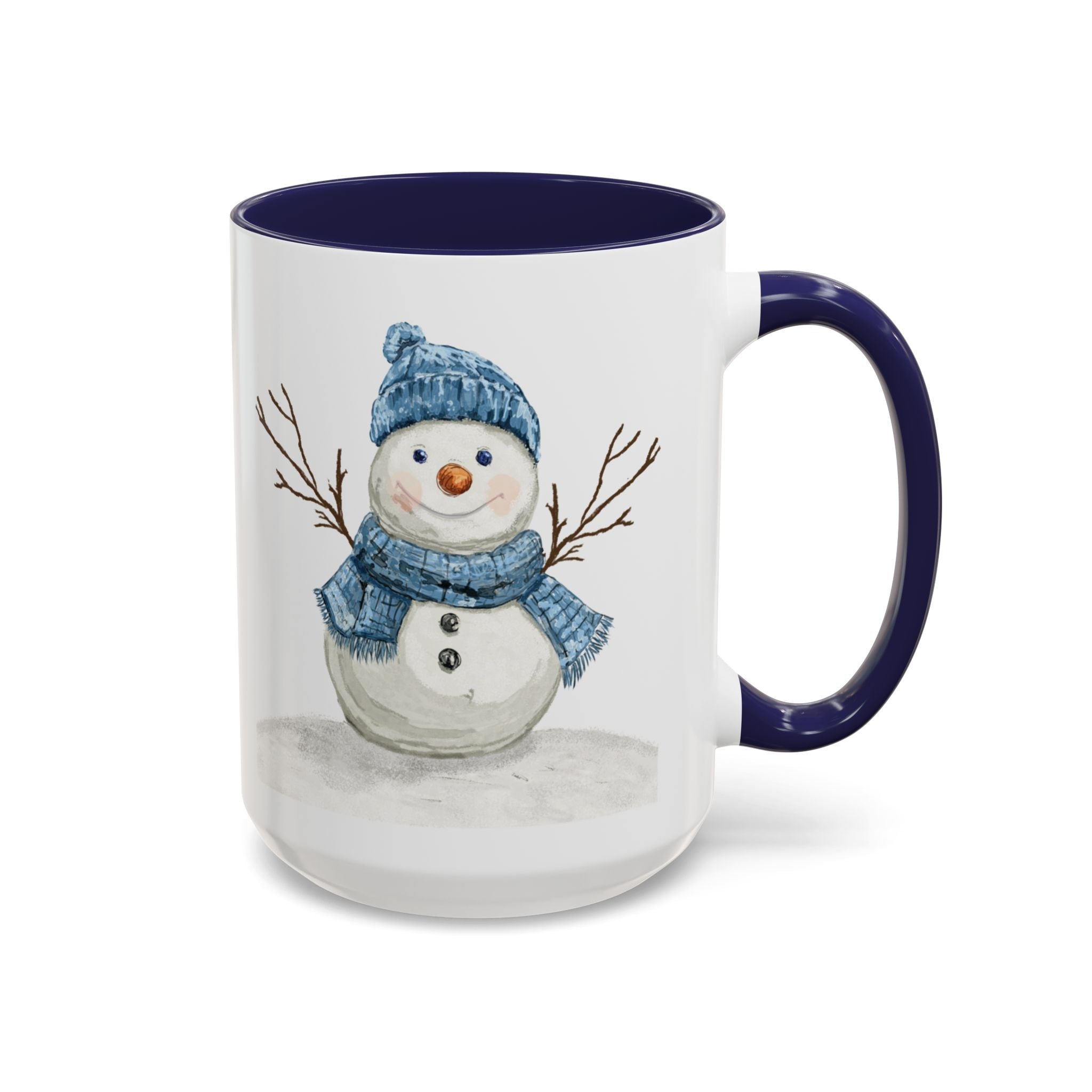 Snowman Two Tone Ceramic Coffee Mugs - Blue Cava
