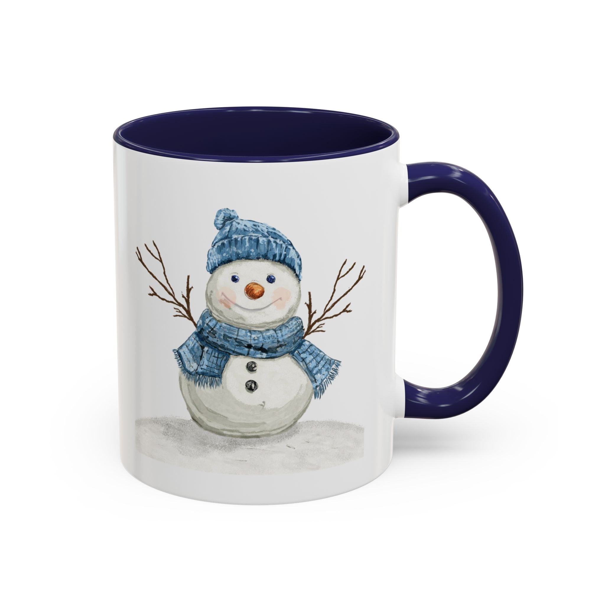 Snowman Two Tone Ceramic Coffee Mugs - Blue Cava