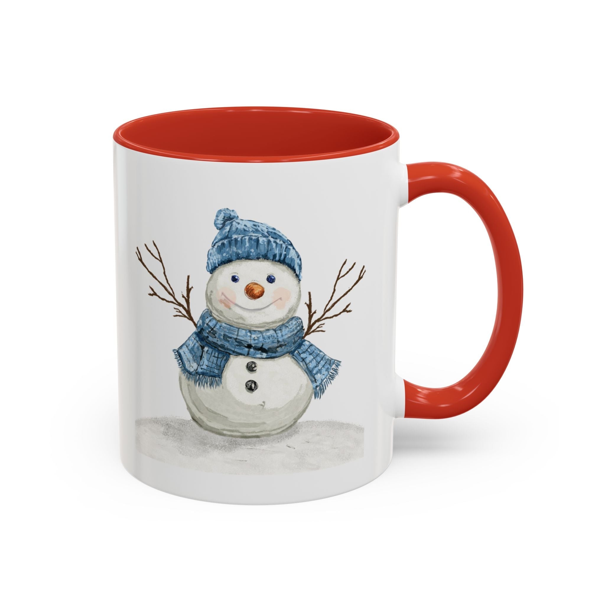 Snowman Two Tone Ceramic Coffee Mugs - Blue Cava
