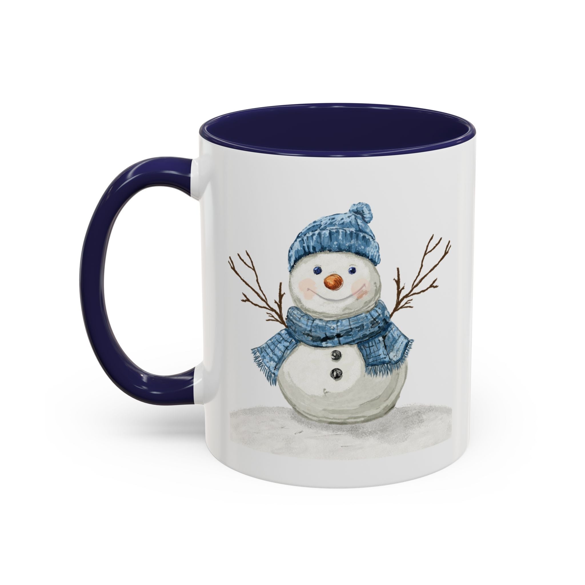 Snowman Two Tone Ceramic Coffee Mugs - Blue Cava
