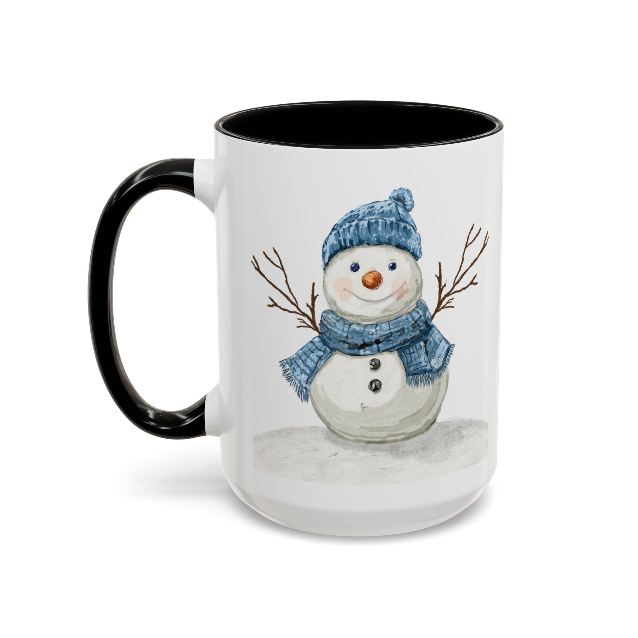 Snowman Two Tone Ceramic Coffee Mugs - Blue Cava
