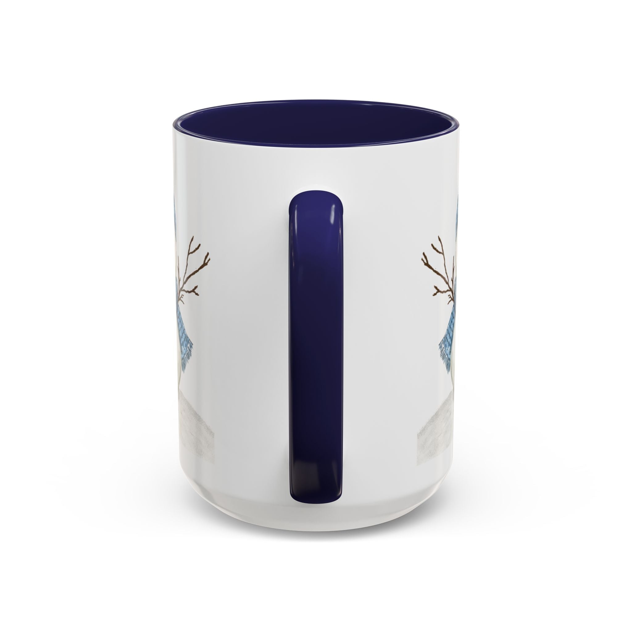 Snowman Two Tone Ceramic Coffee Mugs - Blue Cava