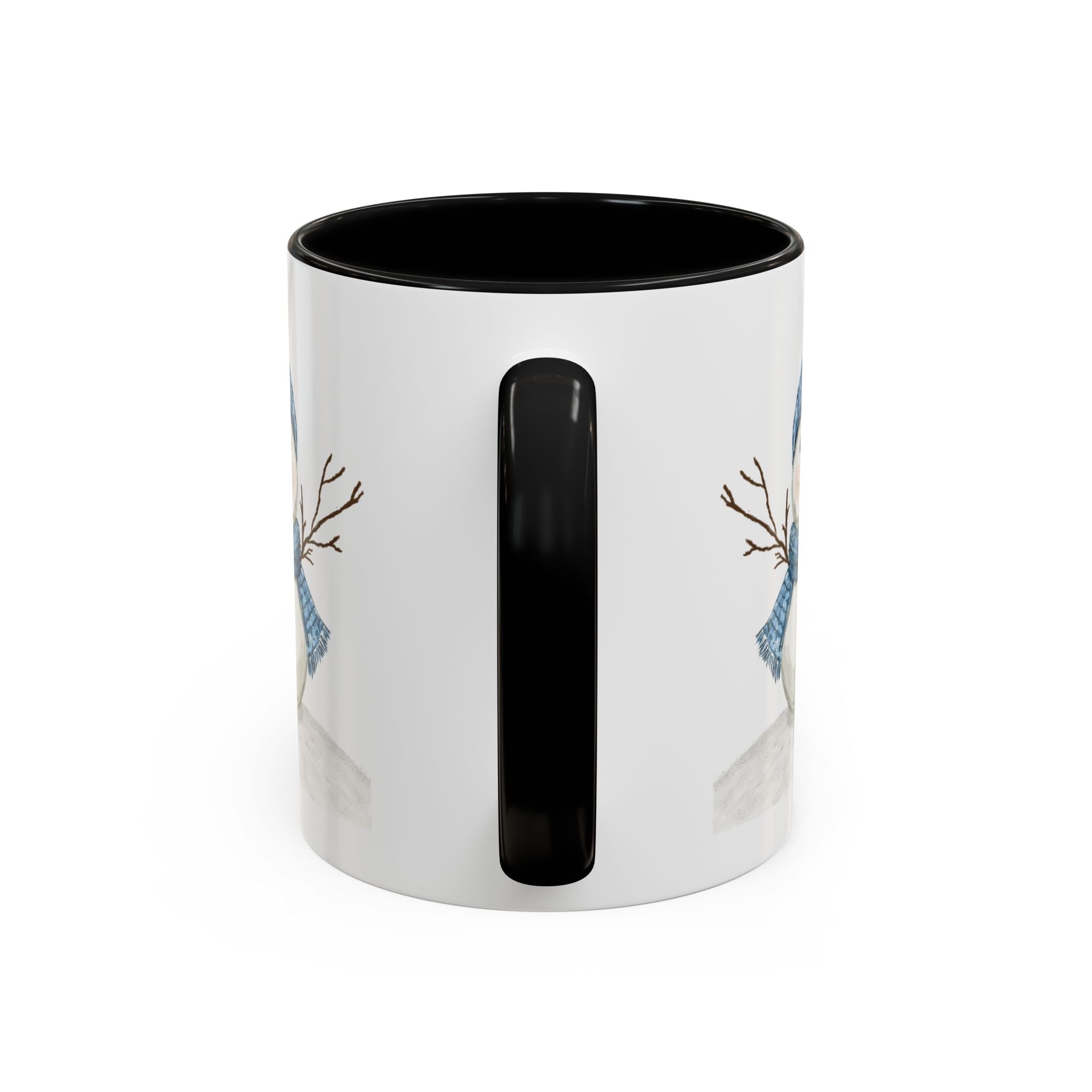 Snowman Two Tone Ceramic Coffee Mugs - Blue Cava