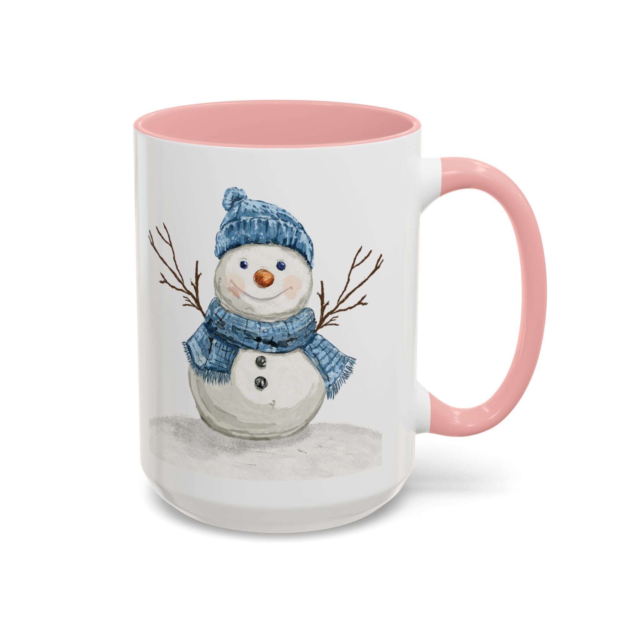 Snowman Two Tone Ceramic Coffee Mugs - Blue Cava