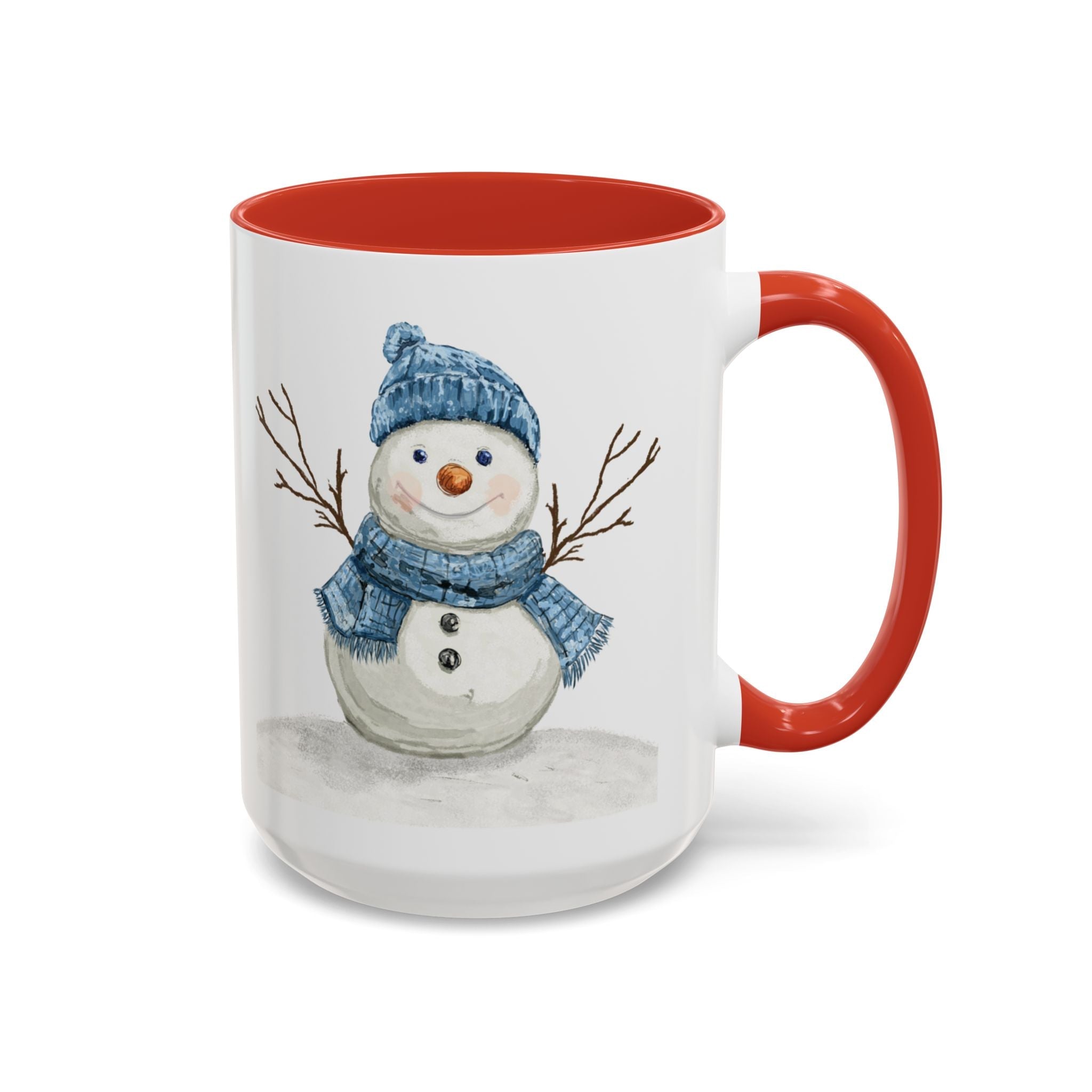 Snowman Two Tone Ceramic Coffee Mugs - Blue Cava