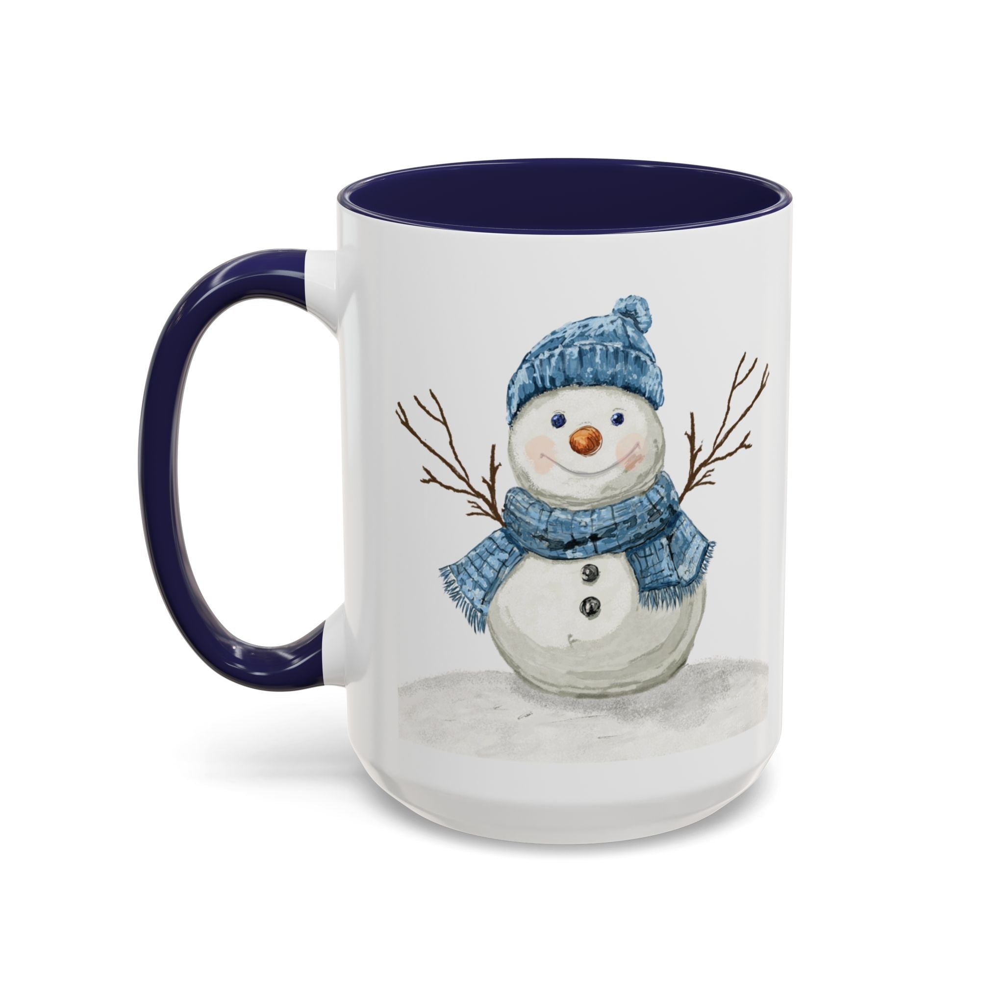 Snowman Two Tone Ceramic Coffee Mugs - Blue Cava