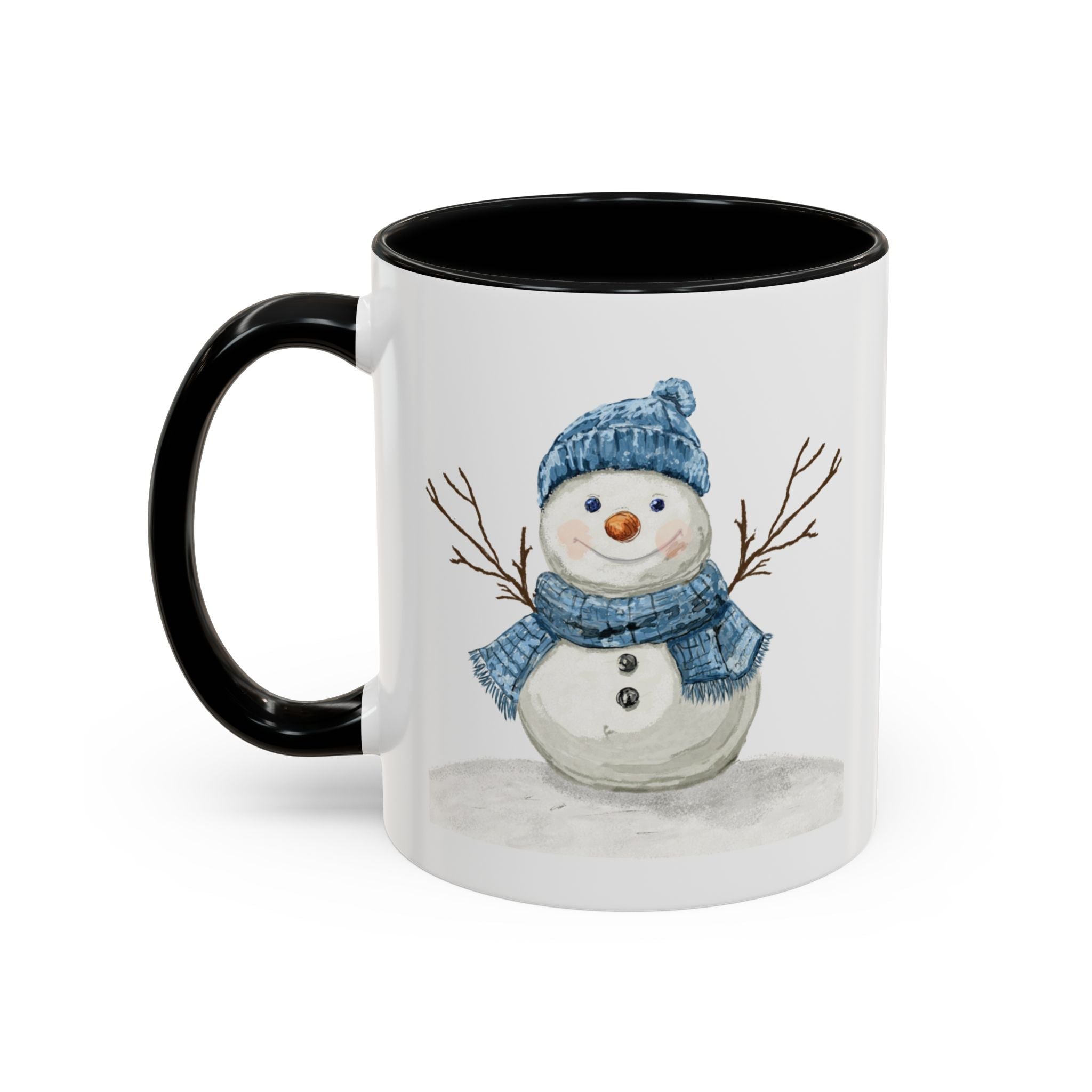 Snowman Two Tone Ceramic Coffee Mugs - Blue Cava