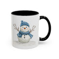 Snowman Two Tone Ceramic Coffee Mugs - Blue Cava