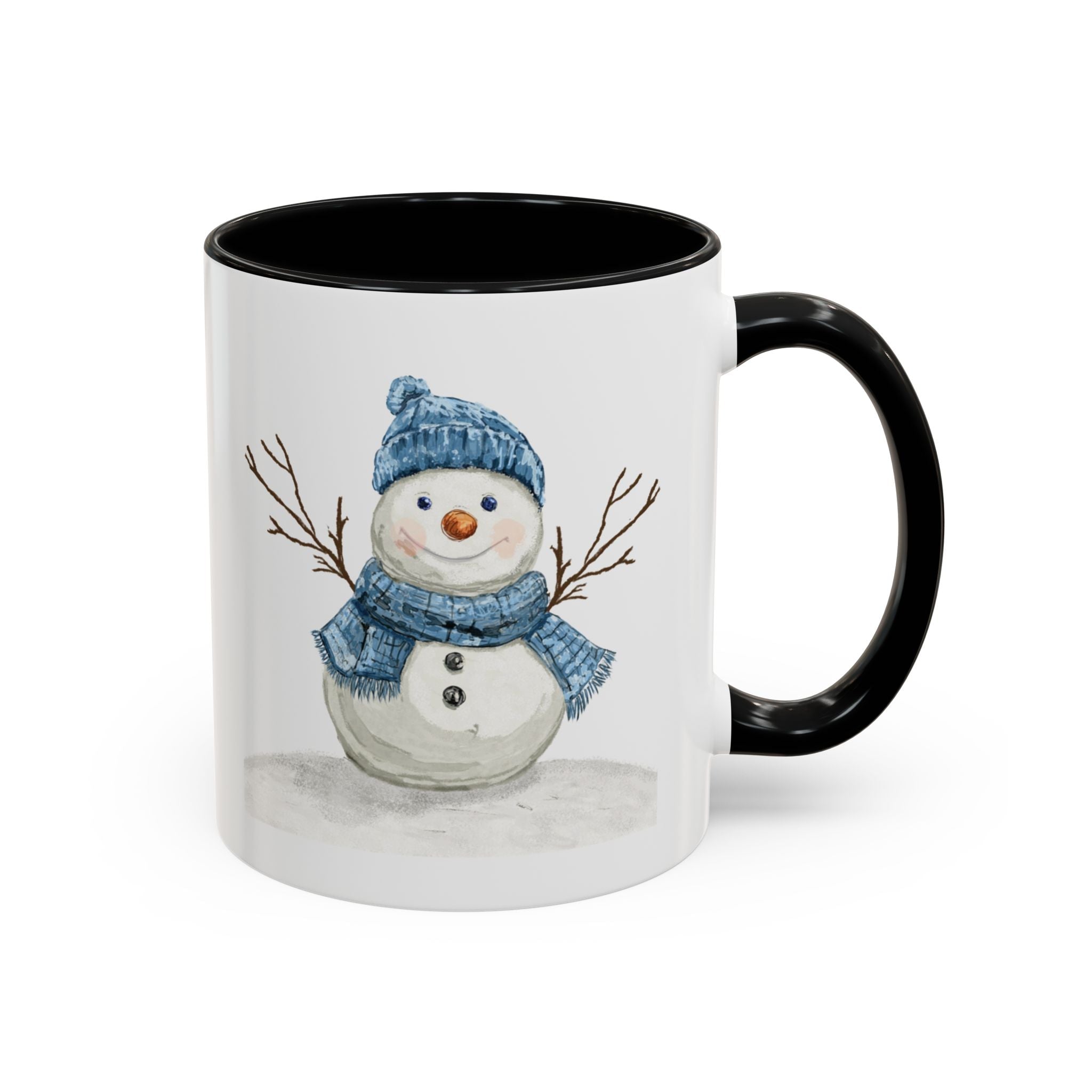 Snowman Two Tone Ceramic Coffee Mugs - Blue Cava