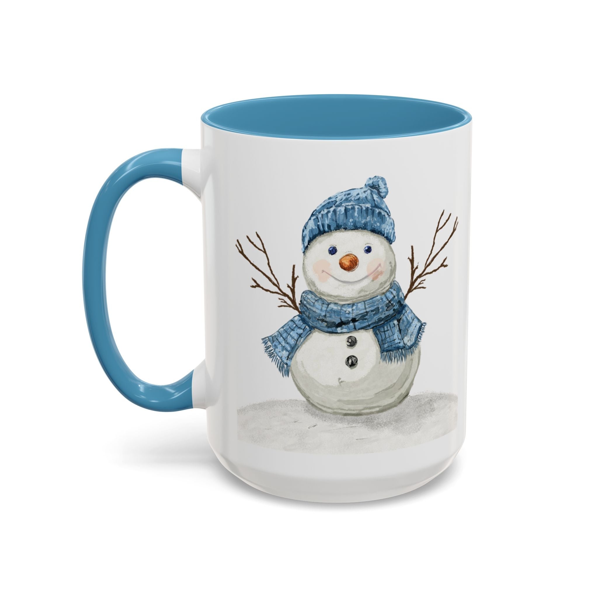 Snowman Two Tone Ceramic Coffee Mugs - Blue Cava