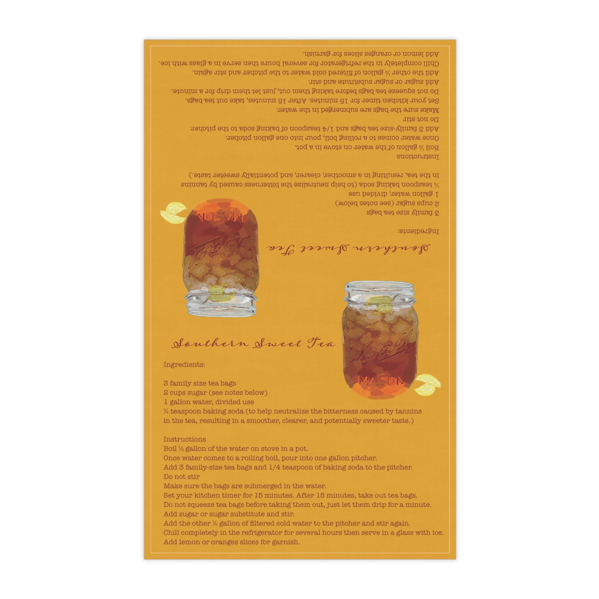 Southern Sweet Tea Recipe Towel - Eco - Friendly - Blue Cava