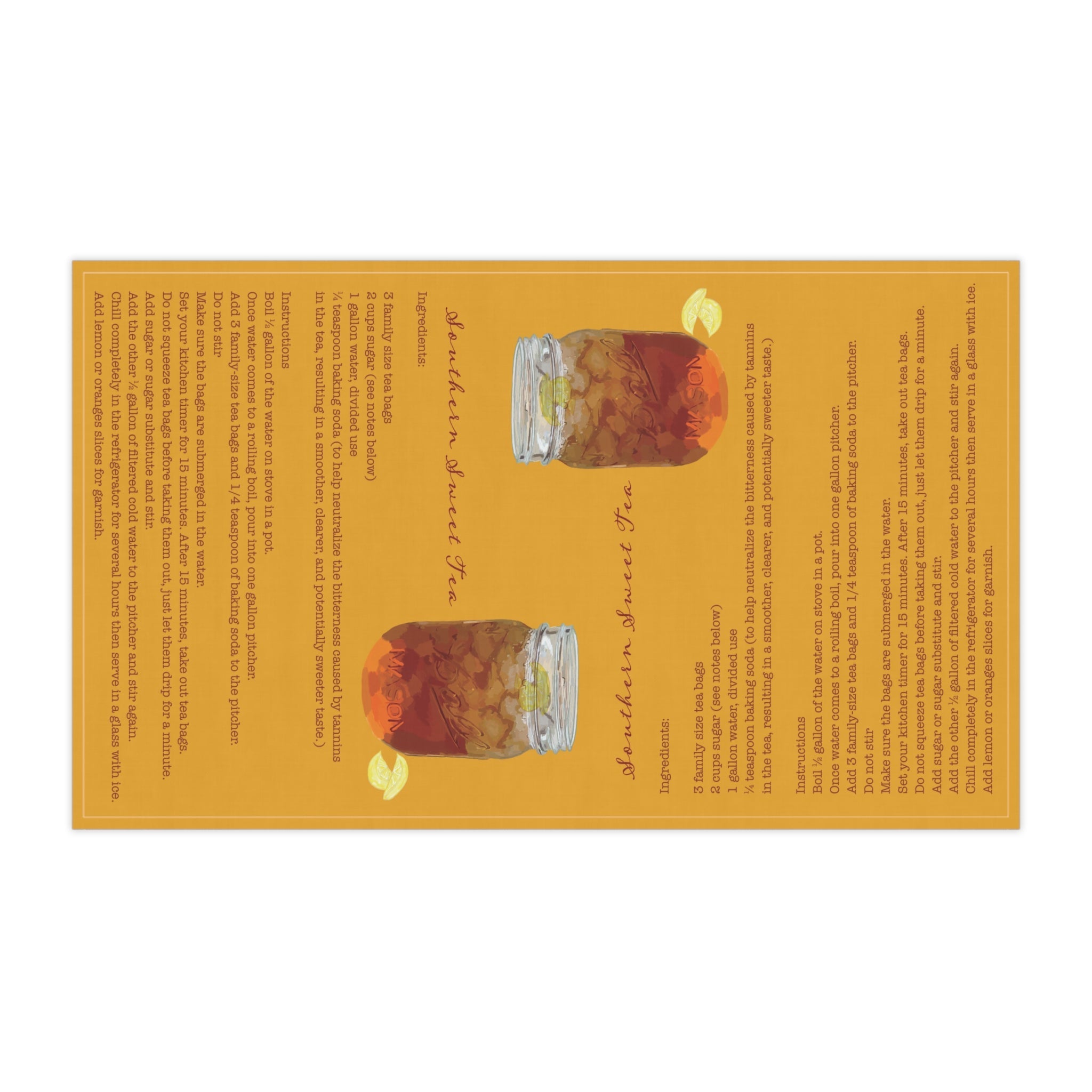 Southern Sweet Tea Recipe Towel - Eco - Friendly - Blue Cava
