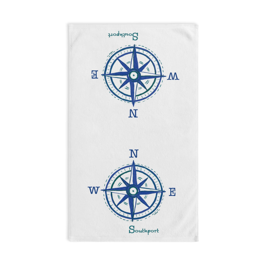Southport Compass Cotton Hand Towel - Blue Cava