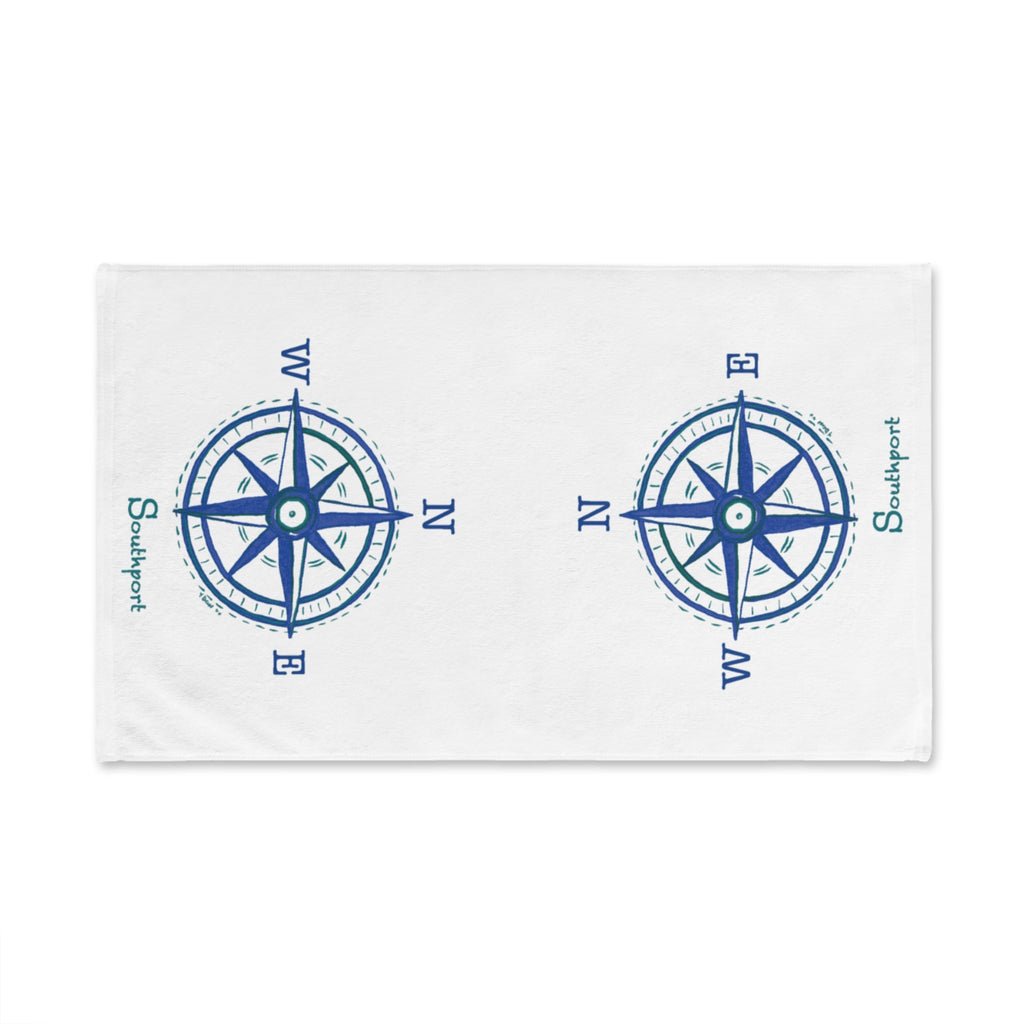 Southport Compass Cotton Hand Towel - Blue Cava