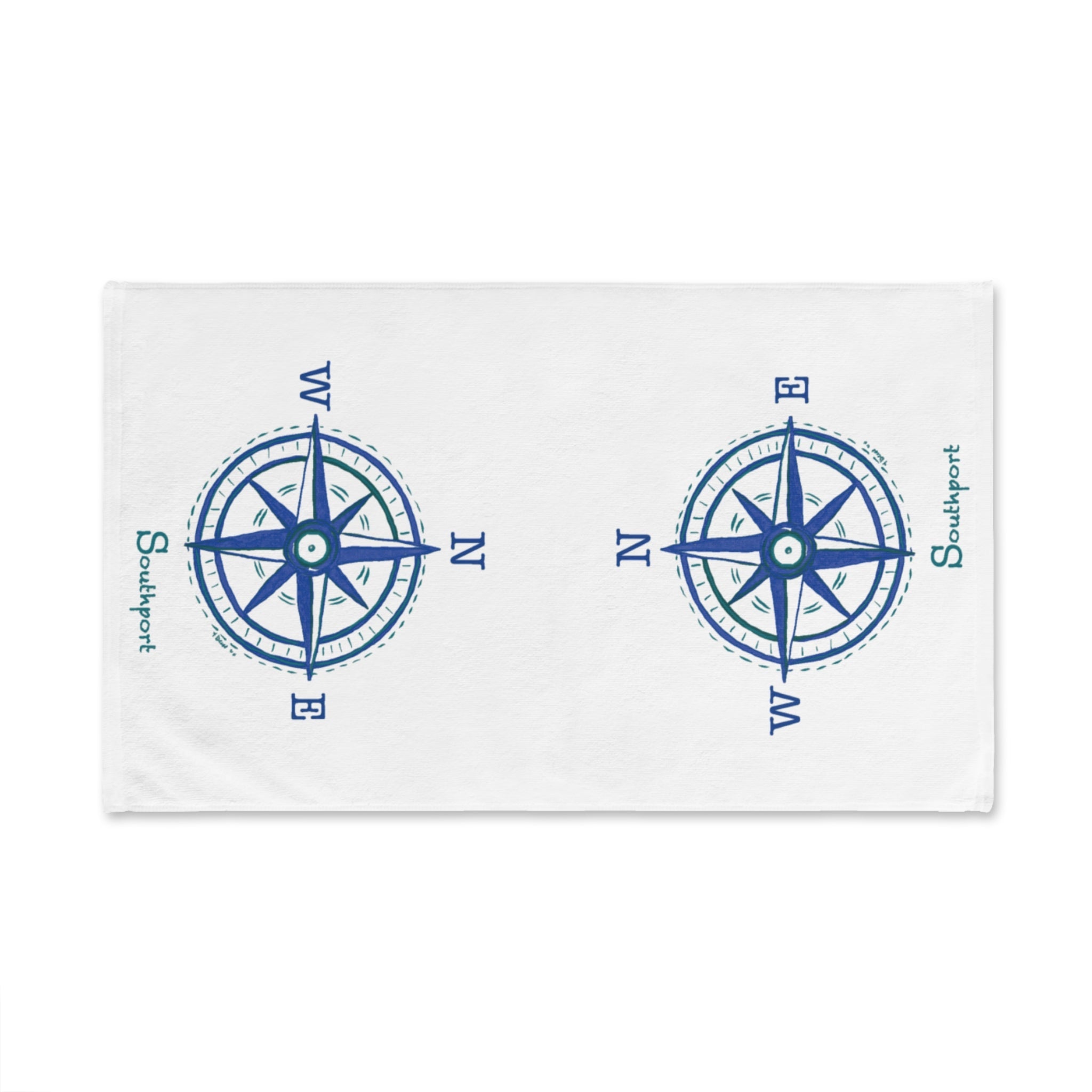 Southport Compass Cotton Hand Towel - Blue Cava