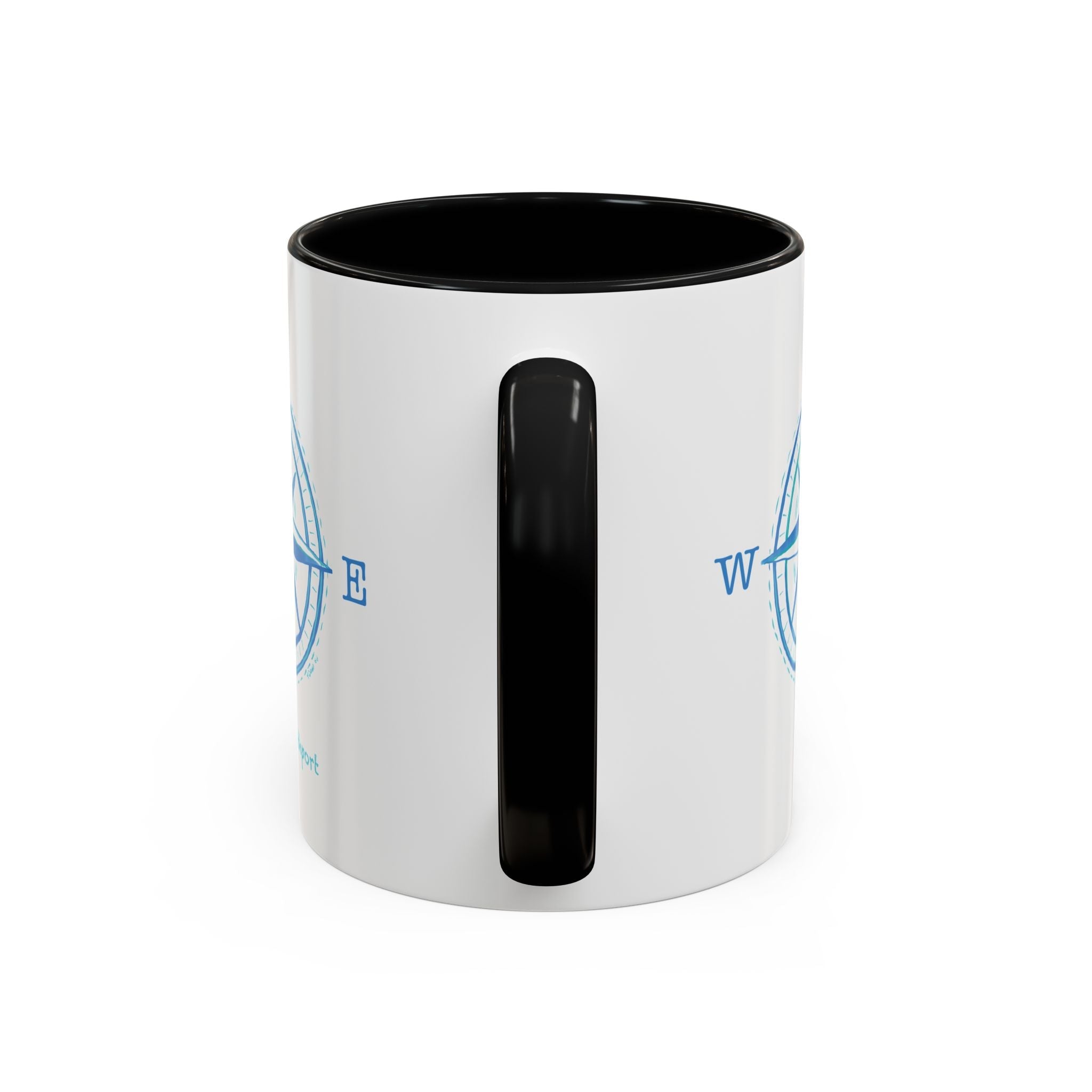 Southport Compass Two Tone Ceramic Coffee Mugs - Blue Cava