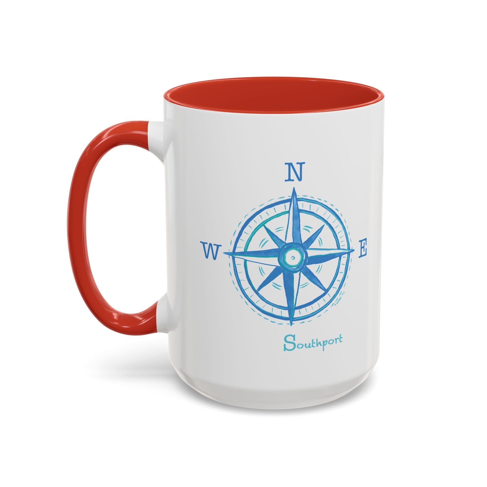 Southport Compass Two Tone Ceramic Coffee Mugs - Blue Cava