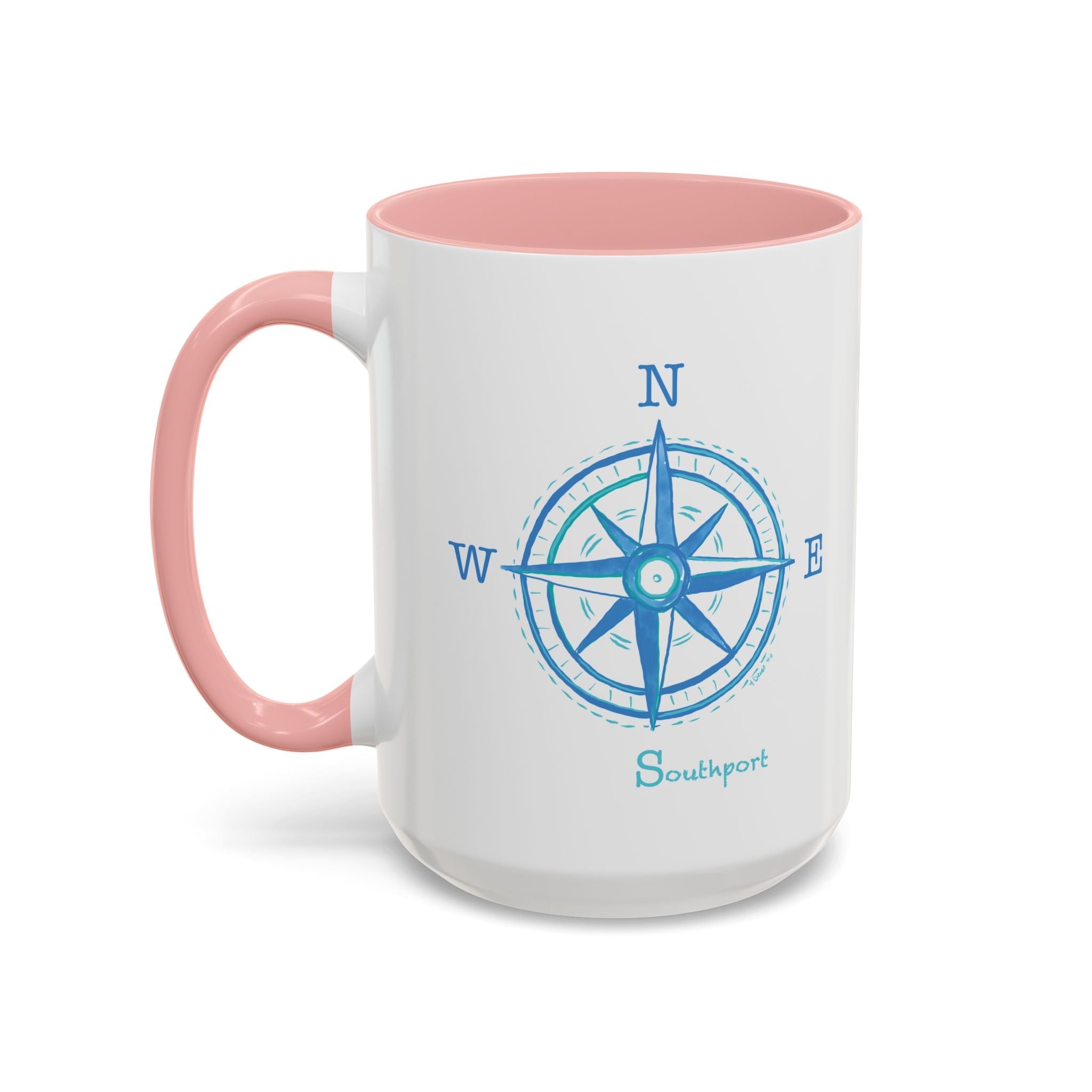 Southport Compass Two Tone Ceramic Coffee Mugs - Blue Cava