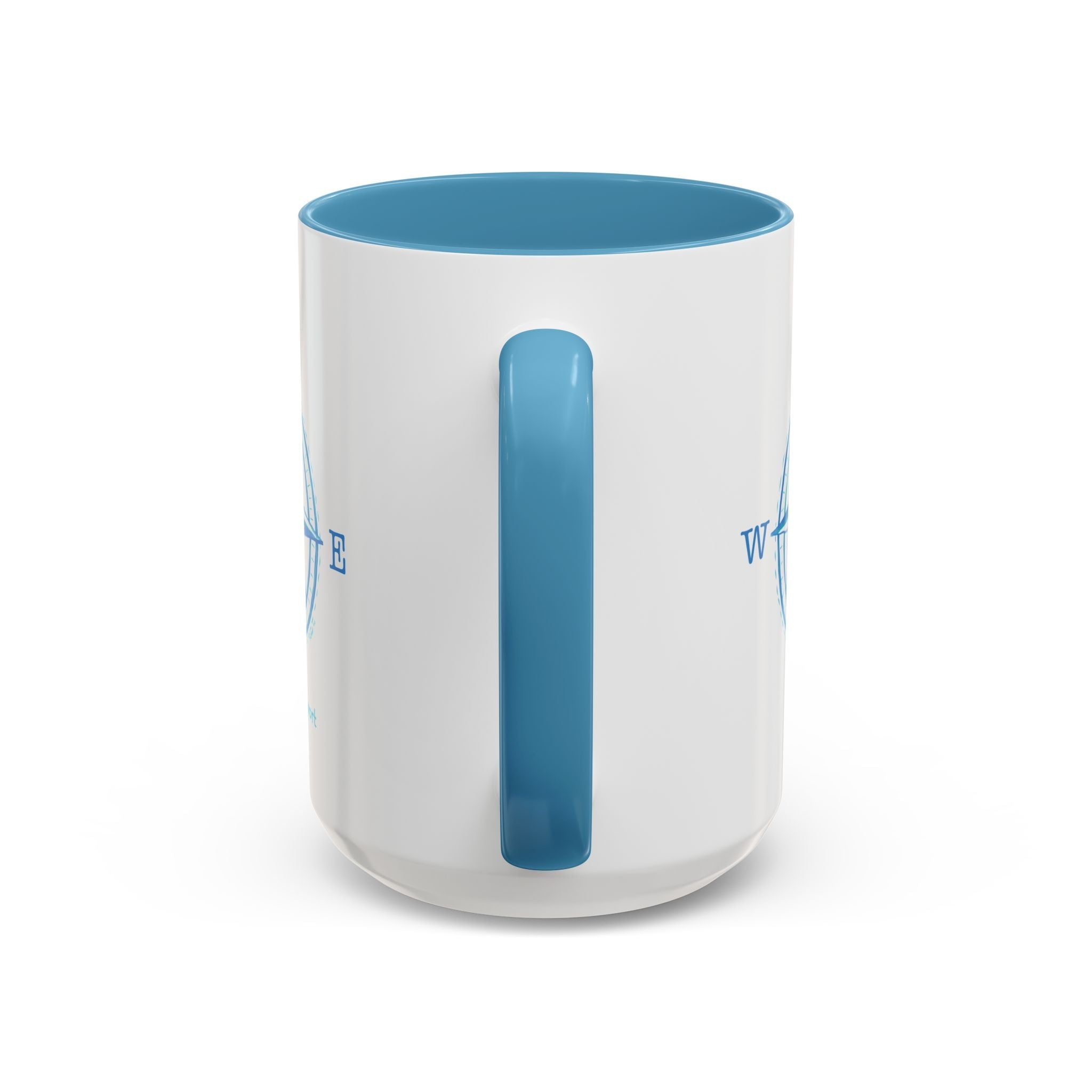 Southport Compass Two Tone Ceramic Coffee Mugs - Blue Cava
