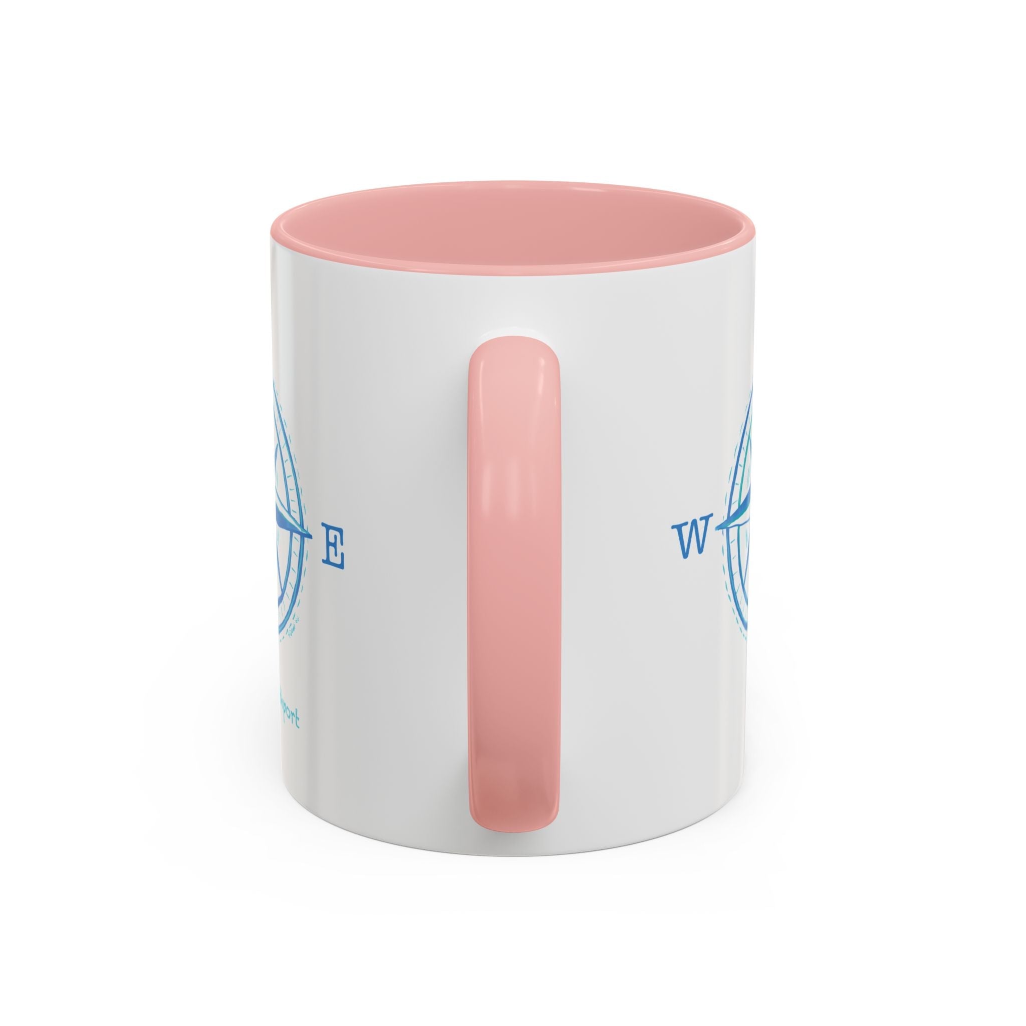 Southport Compass Two Tone Ceramic Coffee Mugs - Blue Cava