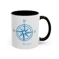 Southport Compass Two Tone Ceramic Coffee Mugs - Blue Cava