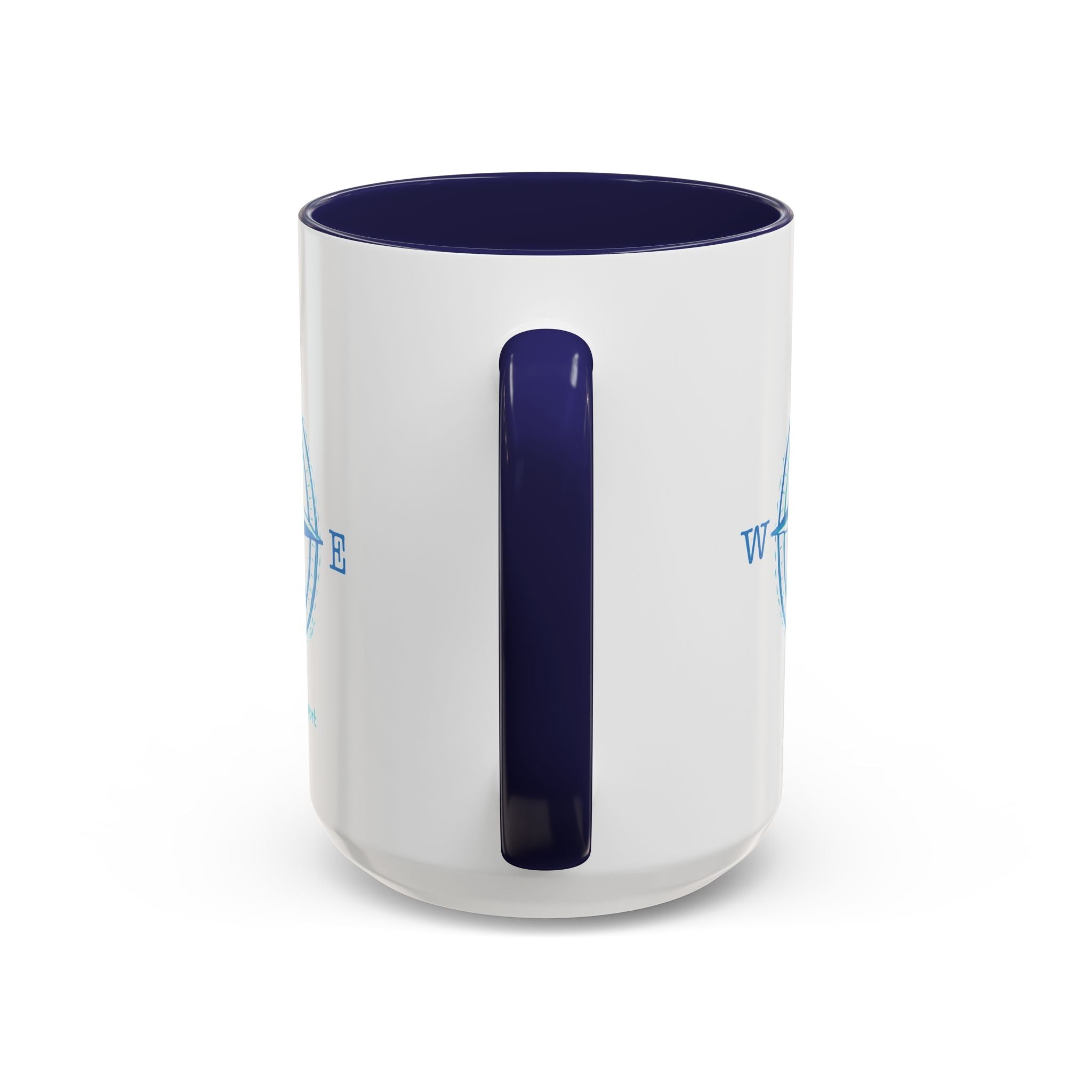 Southport Compass Two Tone Ceramic Coffee Mugs - Blue Cava