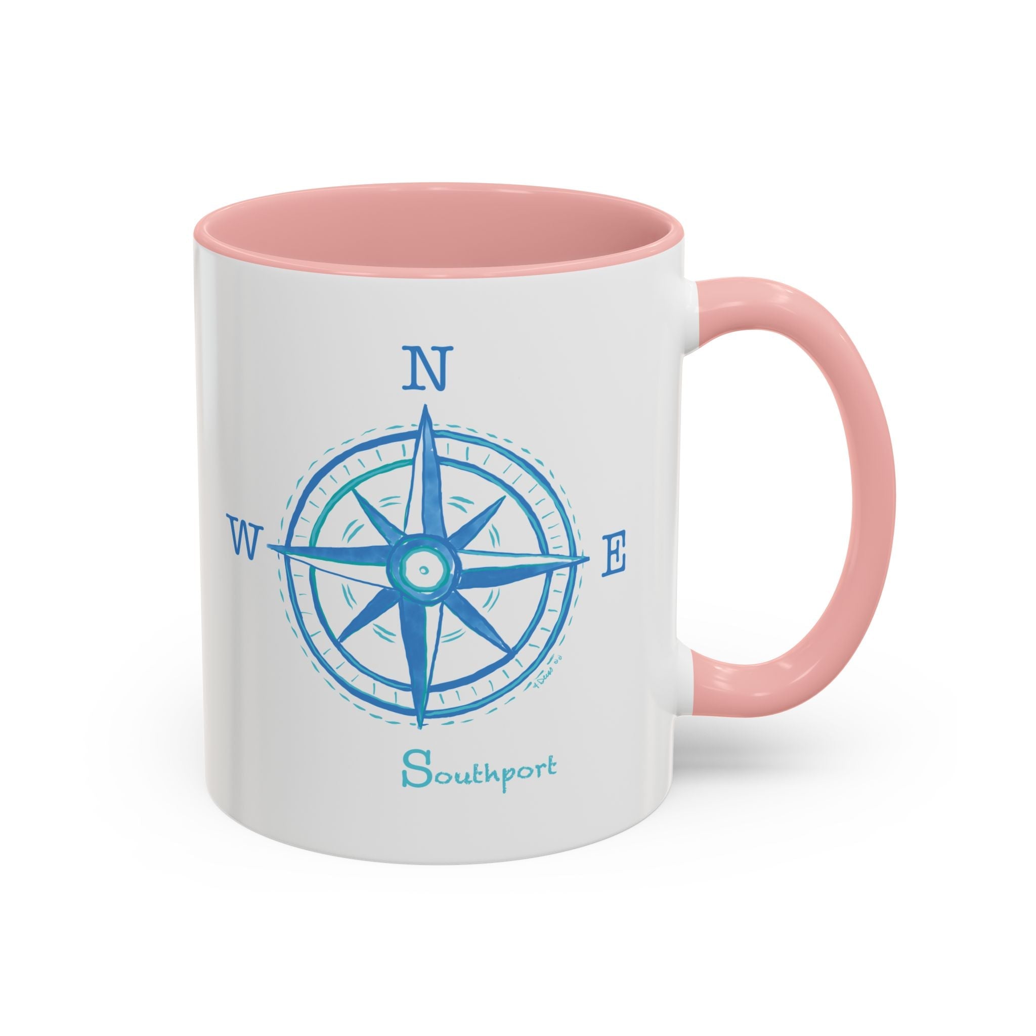 Southport Compass Two Tone Ceramic Coffee Mugs - Blue Cava
