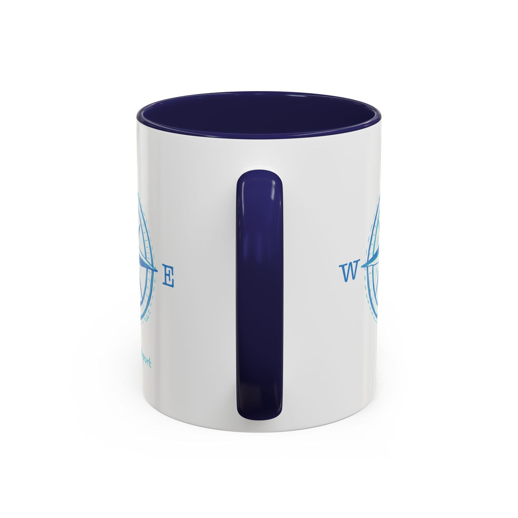 Southport Compass Two Tone Ceramic Coffee Mugs - Blue Cava