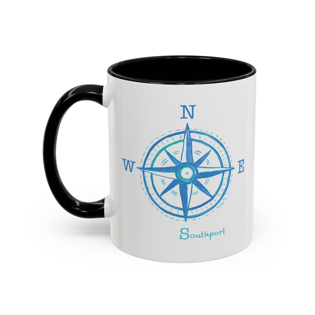 Southport Compass Two Tone Ceramic Coffee Mugs - Blue Cava