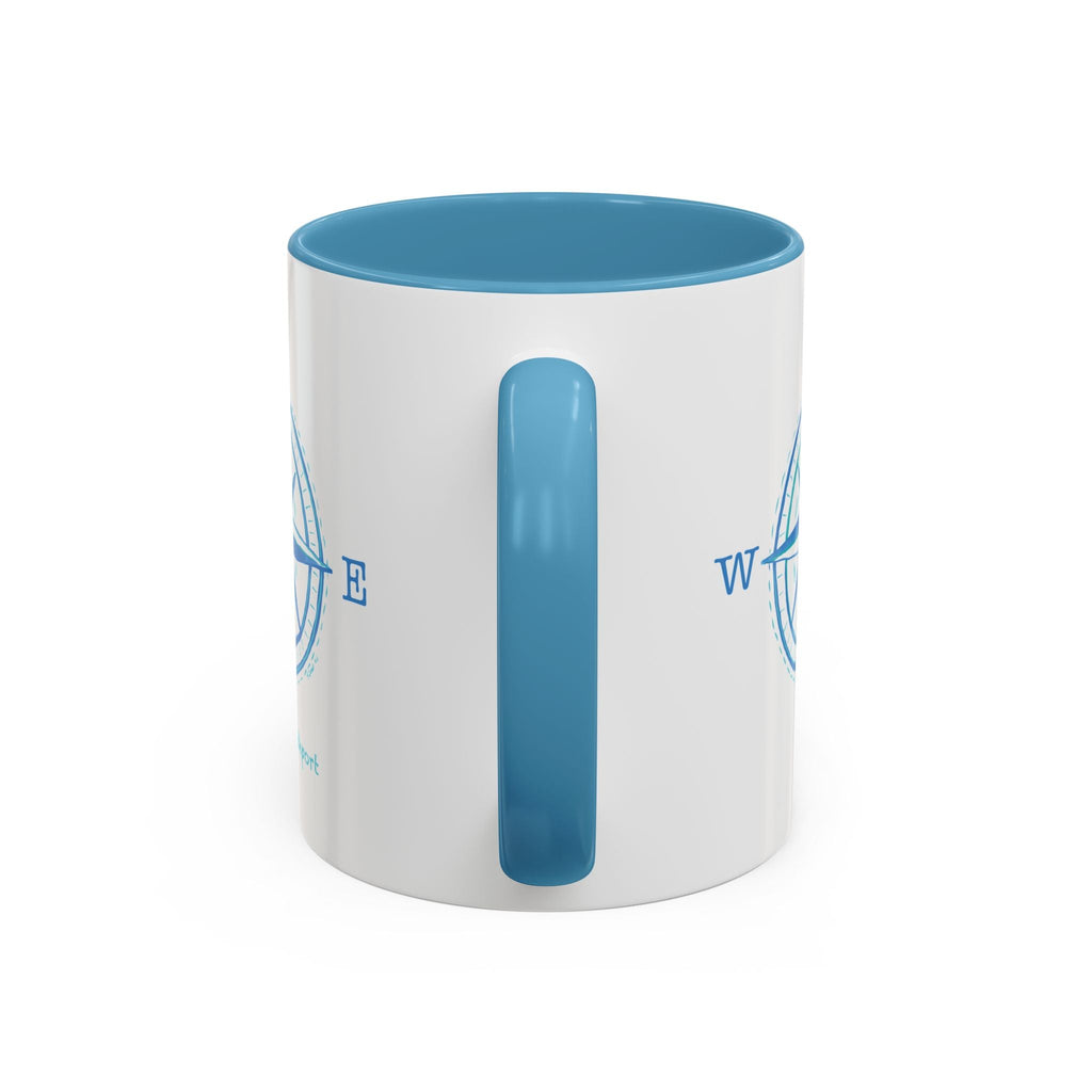 Southport Compass Two Tone Ceramic Coffee Mugs - Blue Cava