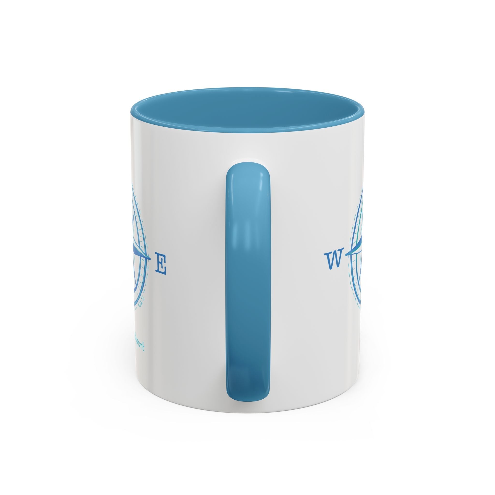 Southport Compass Two Tone Ceramic Coffee Mugs - Blue Cava