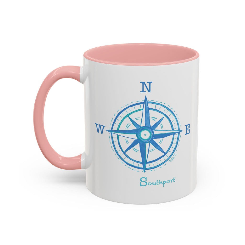 Southport Compass Two Tone Ceramic Coffee Mugs - Blue Cava