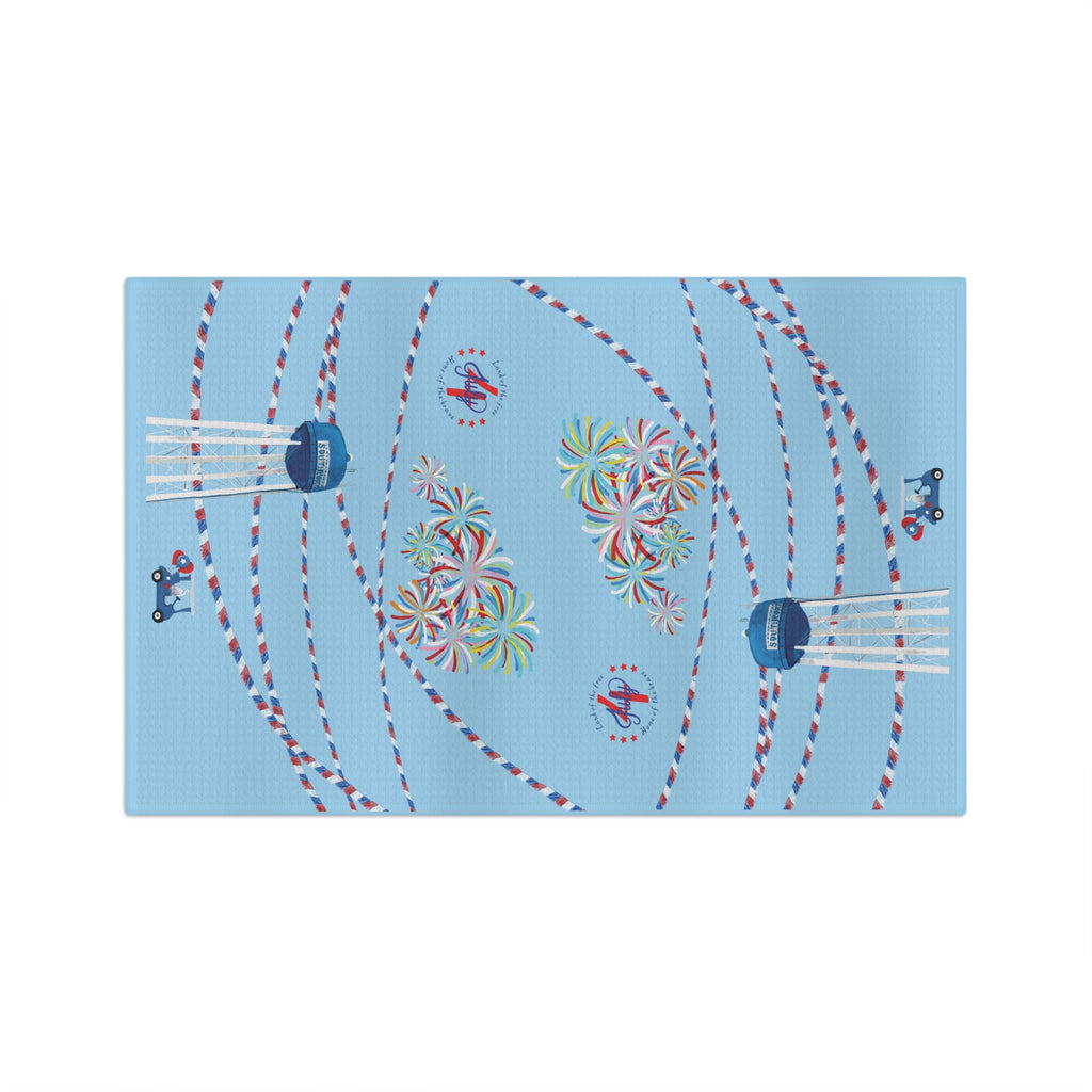 Southport July 4th Microfiber Waffle Kitchen Towel - Blue Cava