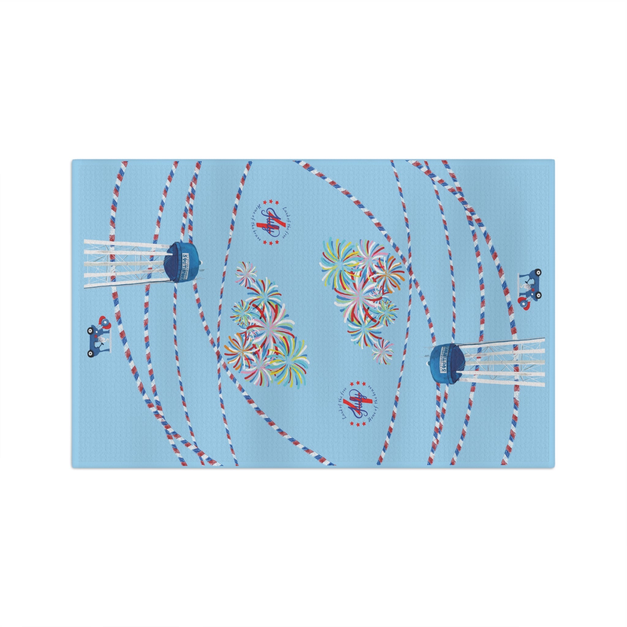 Southport July 4th Microfiber Waffle Kitchen Towel - Blue Cava