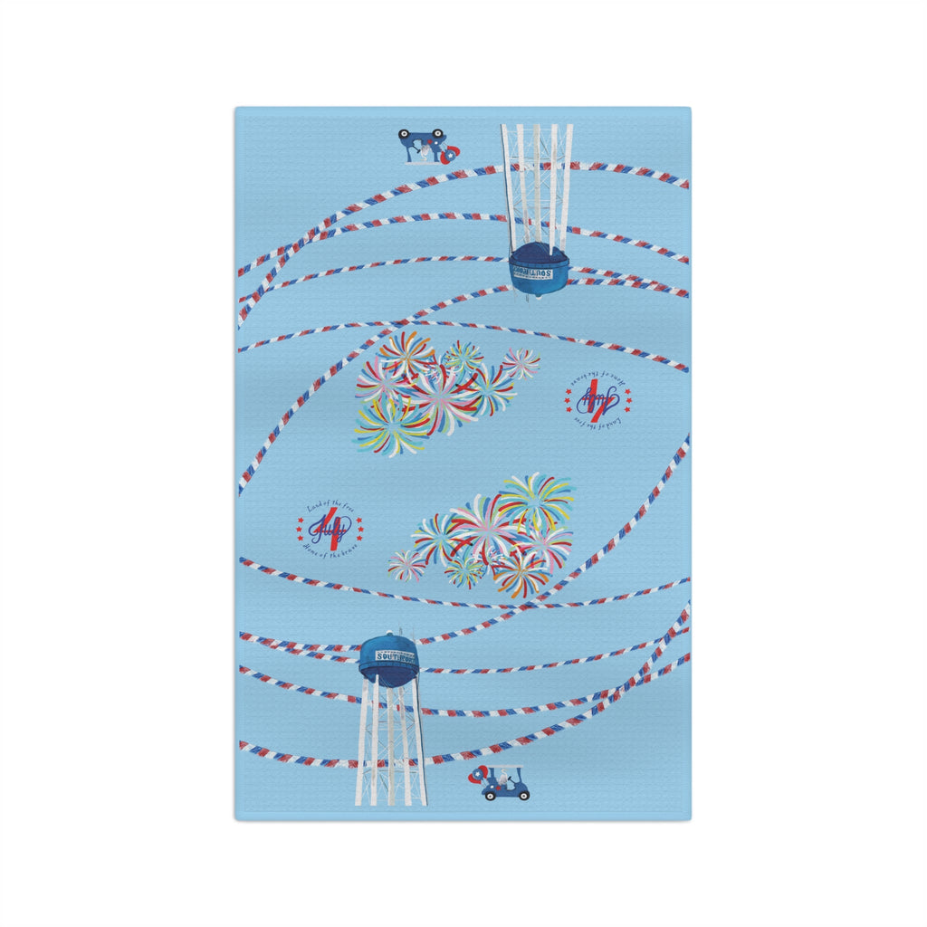 Southport July 4th Microfiber Waffle Kitchen Towel - Blue Cava