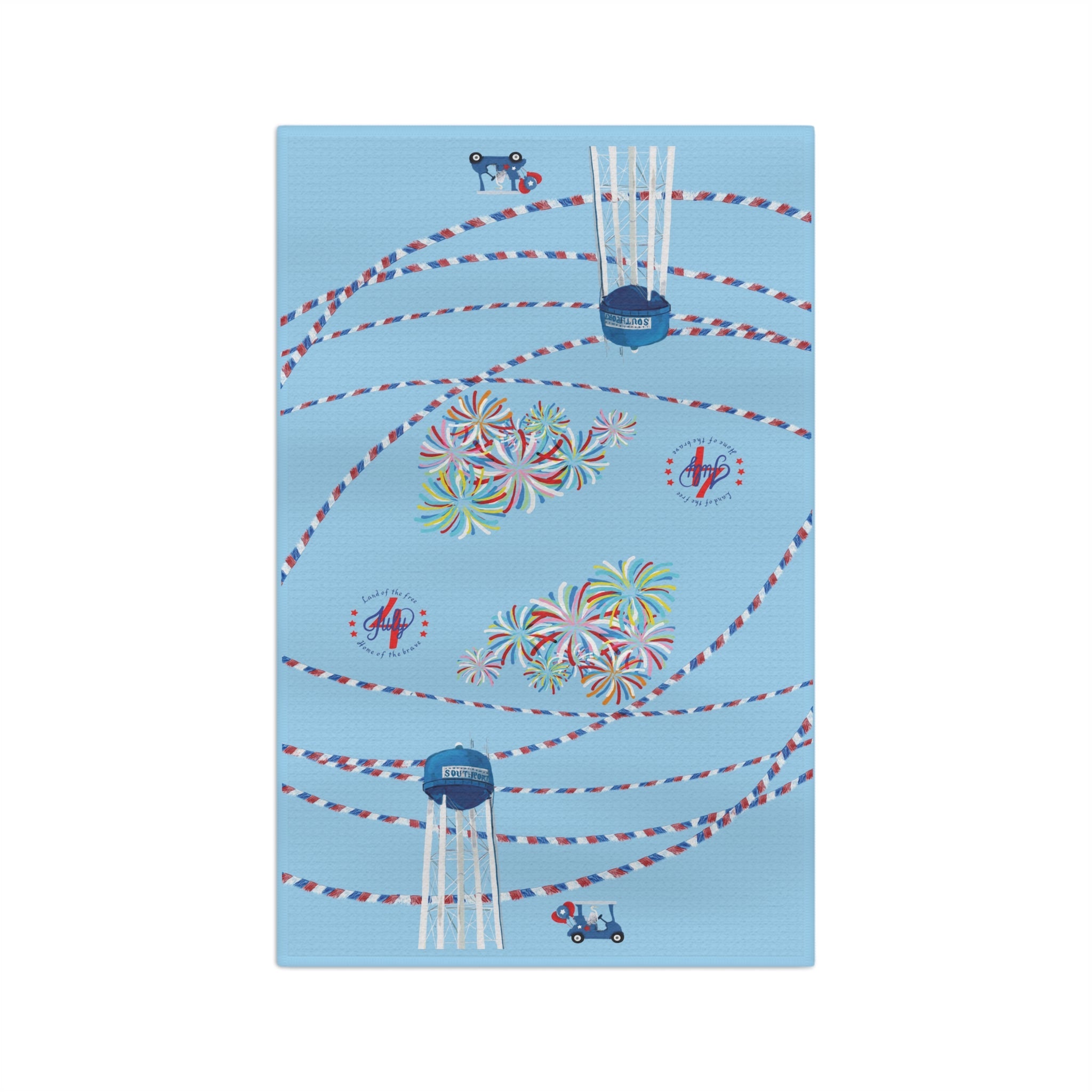 Southport July 4th Microfiber Waffle Kitchen Towel - Blue Cava