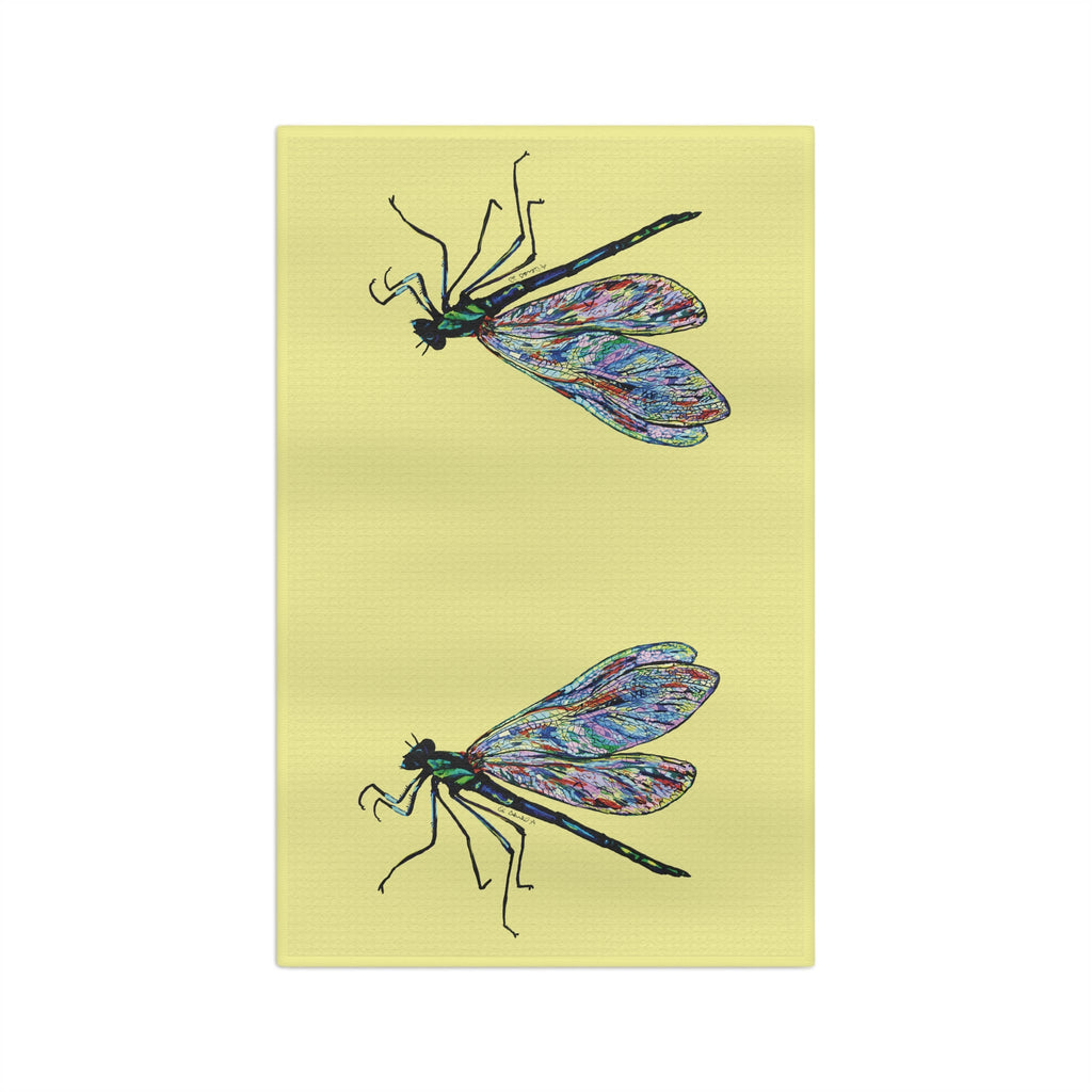 Spring Dragonfly Microfiber Waffle Kitchen Towel - Blue Cava