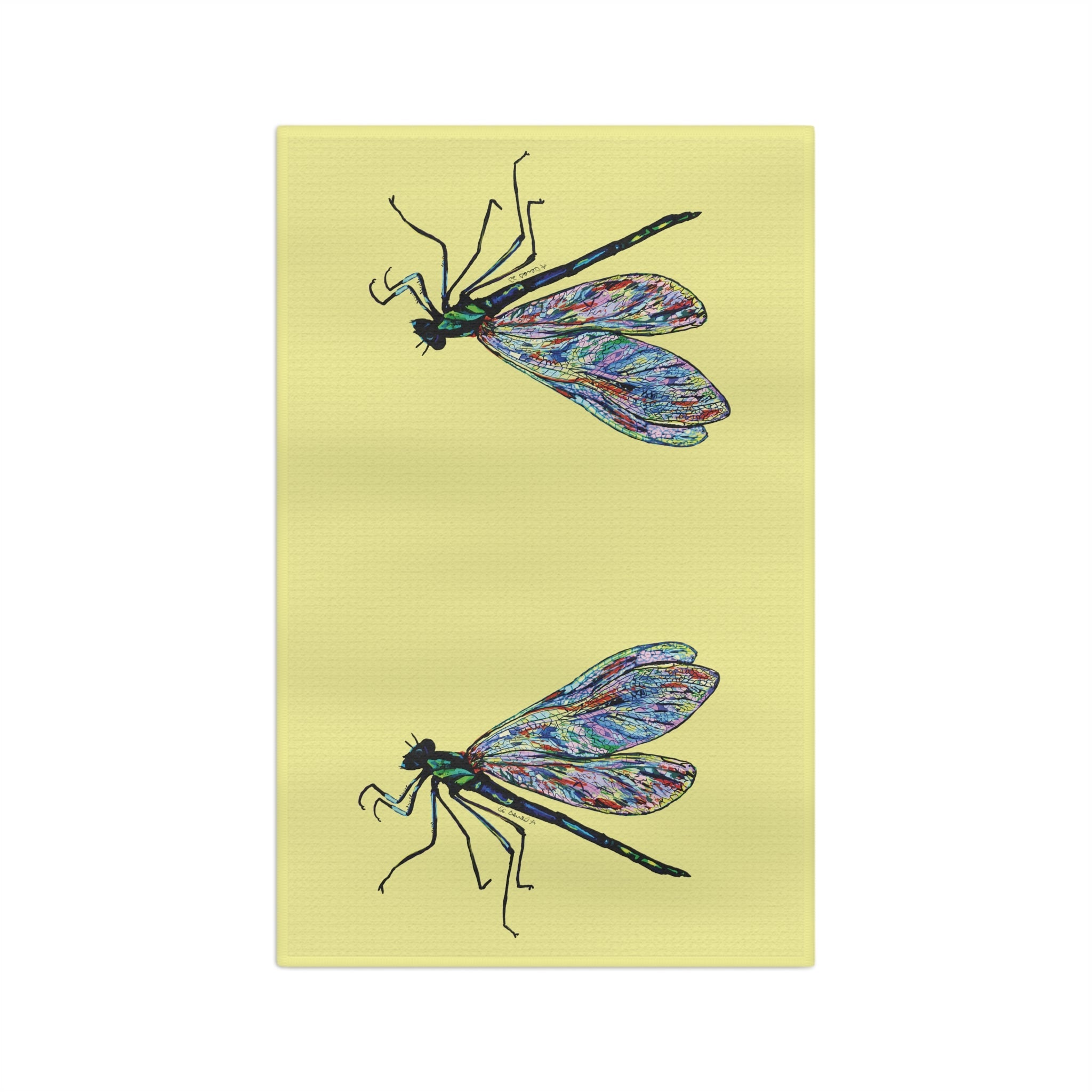 Spring Dragonfly Microfiber Waffle Kitchen Towel - Blue Cava