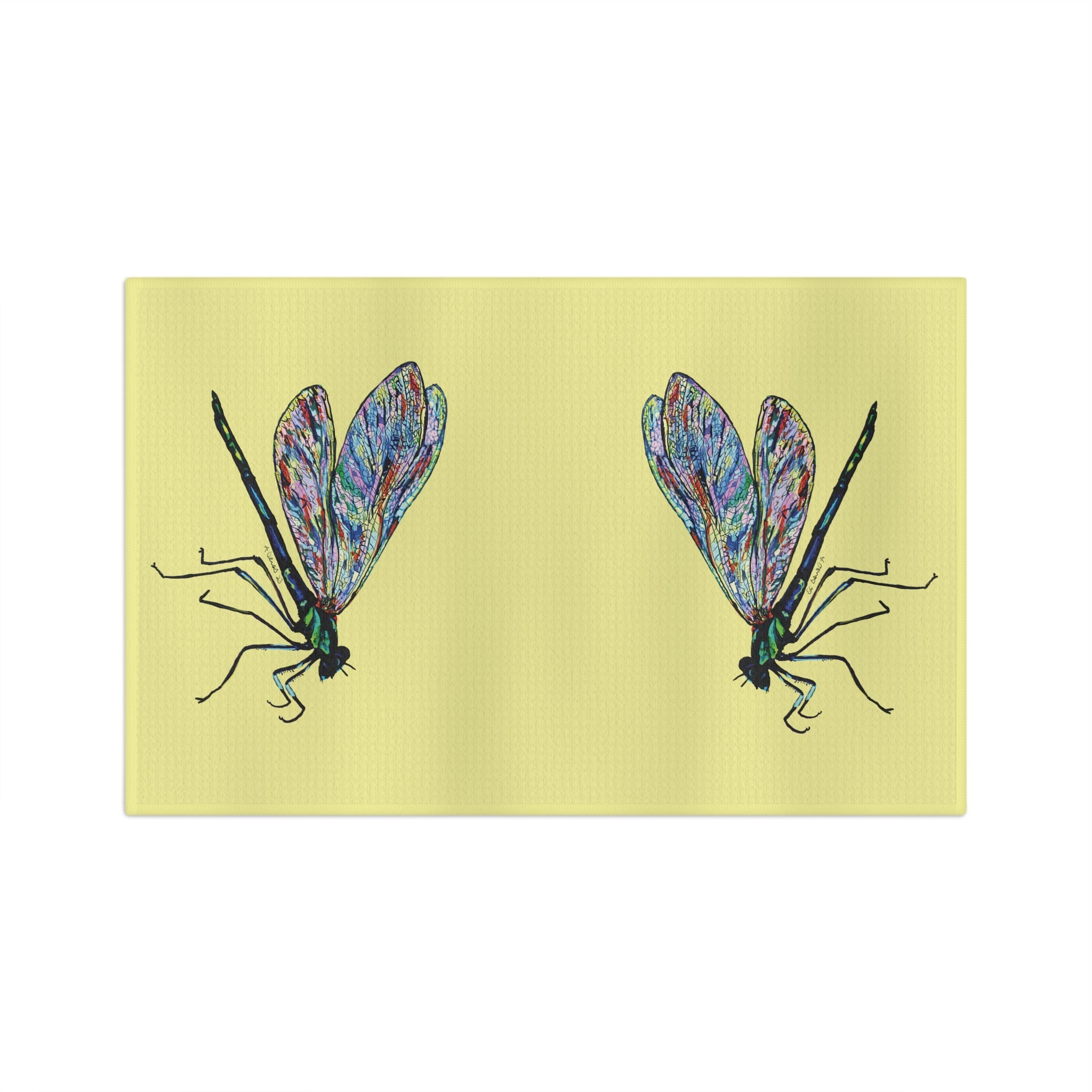 Spring Dragonfly Microfiber Waffle Kitchen Towel - Blue Cava