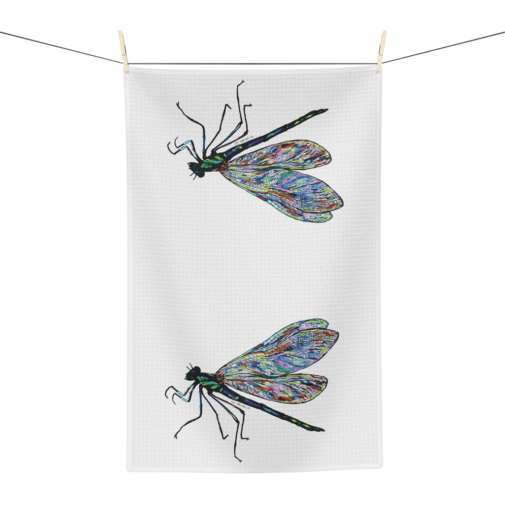Spring Dragonfly Microfiber Waffle Towel - Blue Cava