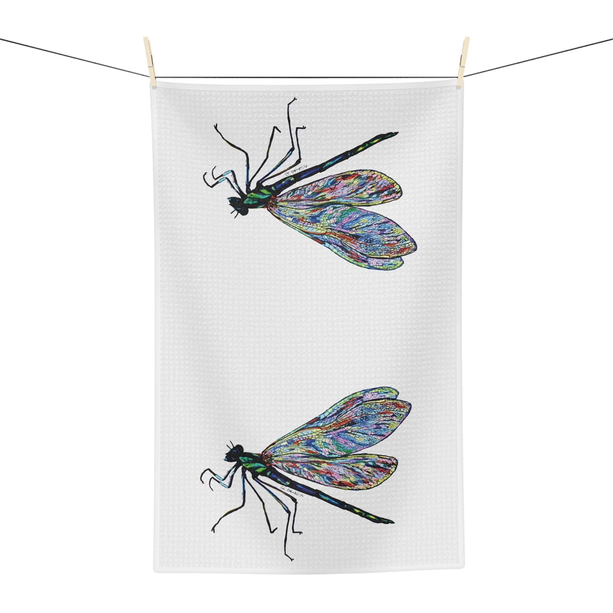Spring Dragonfly Microfiber Waffle Towel - Blue Cava